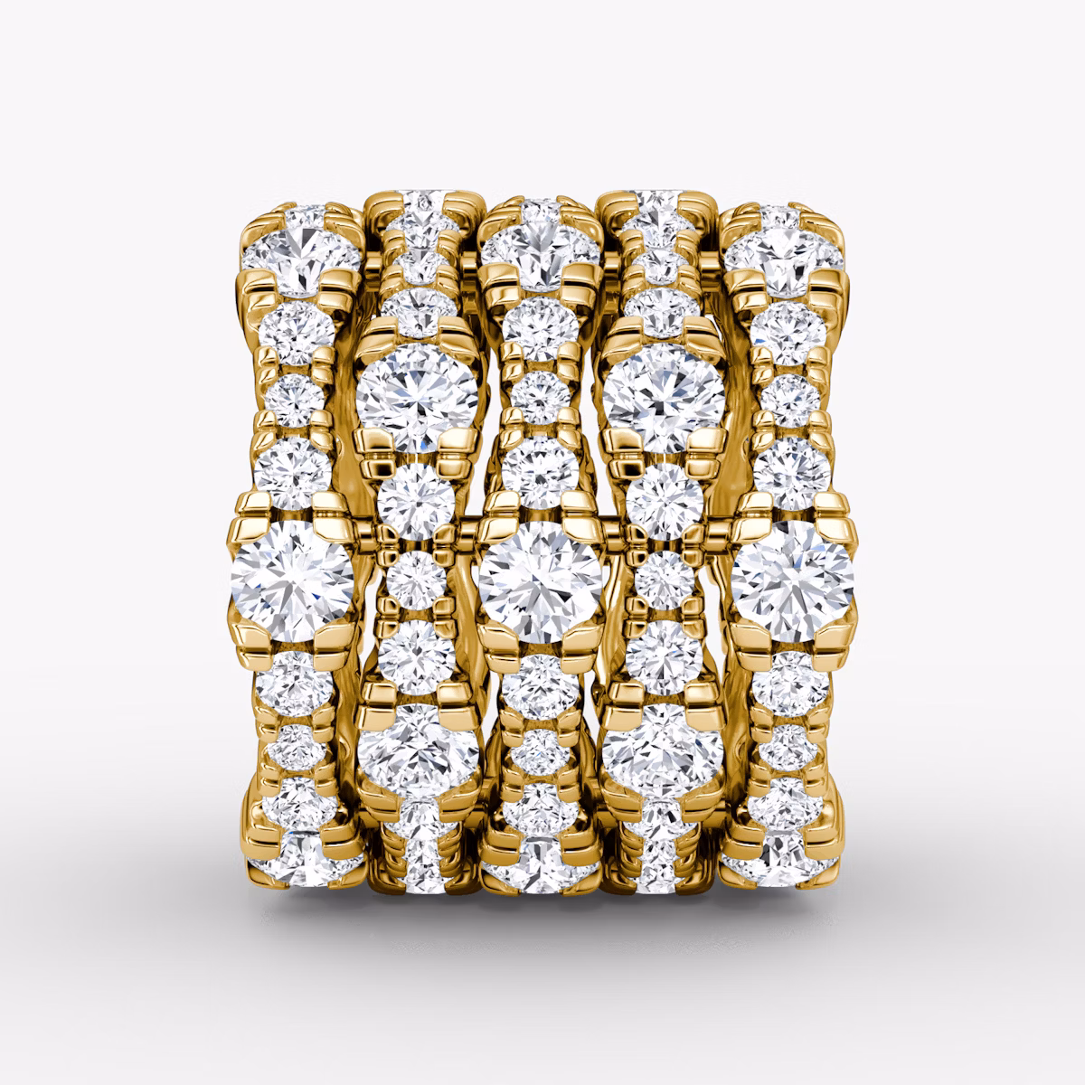 Anillo V Multi Row Pavé | Brillante | 14k | Oro amarillo | bandAccent: Pavé | diamondCount: 5