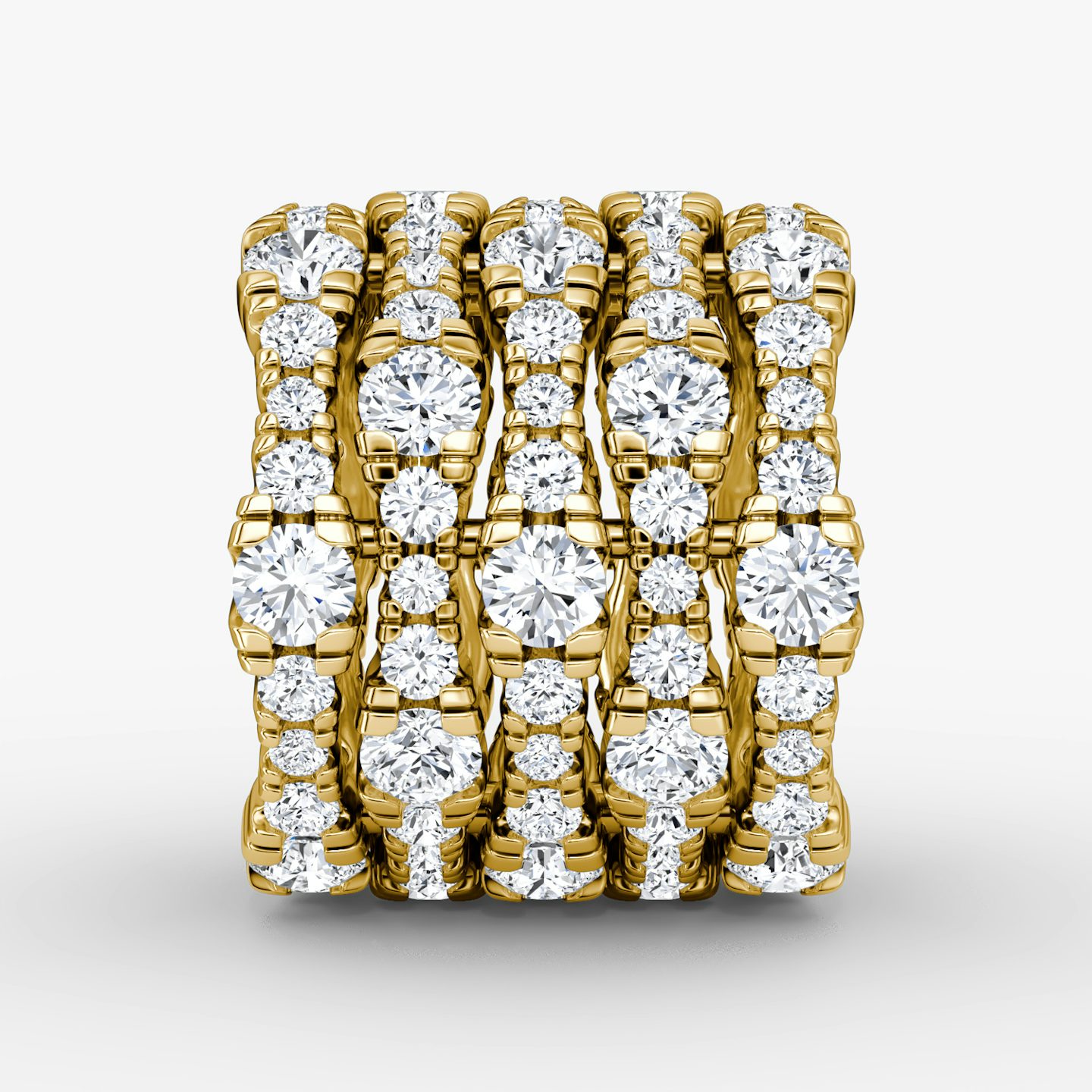 V Multi Row Pavé Ring | Round Brilliant | 14k | Yellow Gold | bandAccent: Pavé | diamondCount: 5