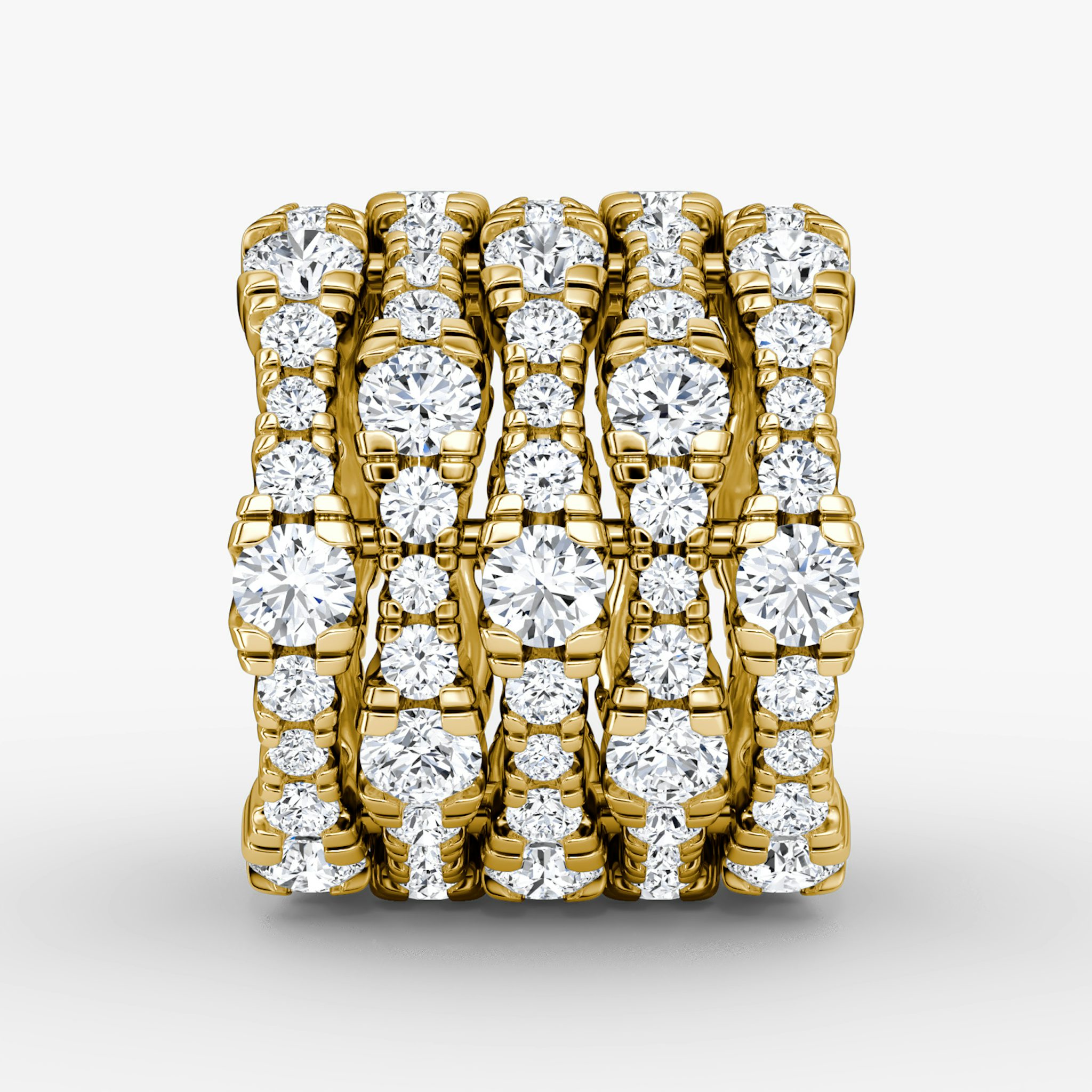 V Multi Row Pavé Ring | Round Brilliant | 14k | Yellow Gold | bandAccent: Pavé | diamondCount: 5