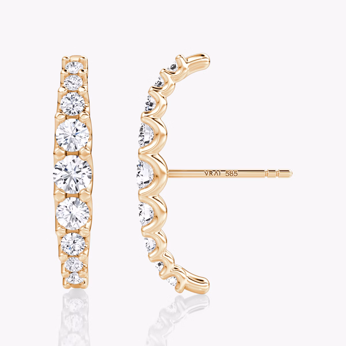 Pendiente Eternity Cuff Stud | Brillante | 14k | Oro rosa
