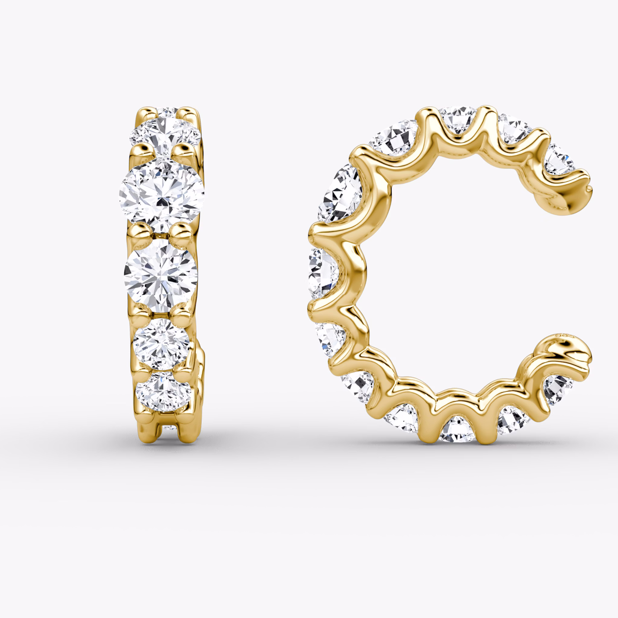 Eternity Ear Cuff | Round Brilliant | 14k | Yellow Gold