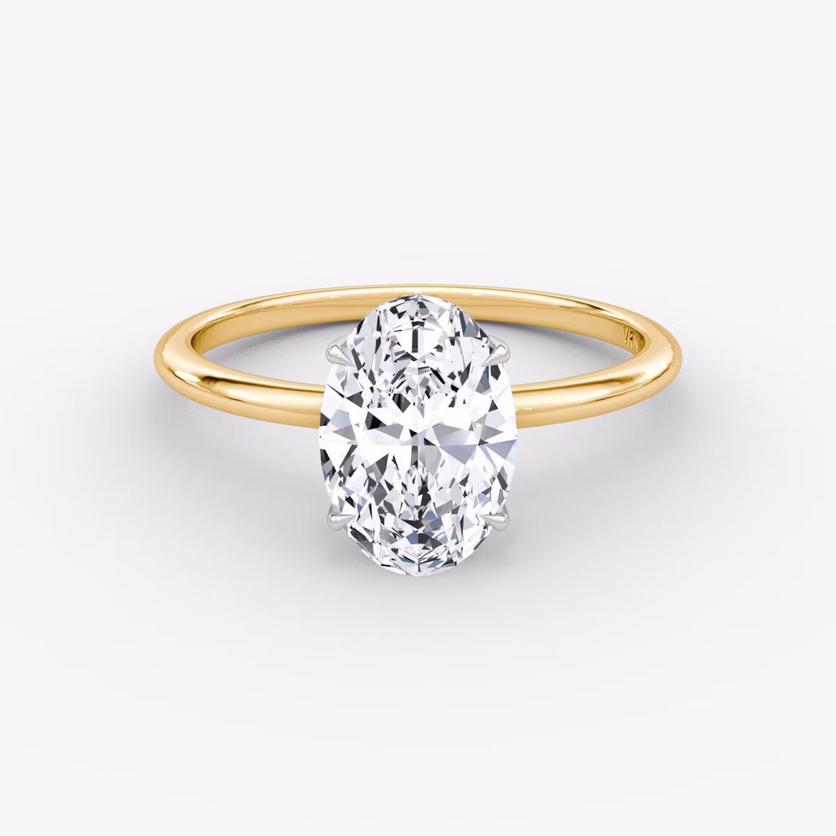 Signature | Oval | 18k | Gelbgold und Platin | bandAccent: Ohne Pavé-Besatz | bandWidth: standard | hiddenHalo: yes | diamondOrientation: vertical | caratWeight: other