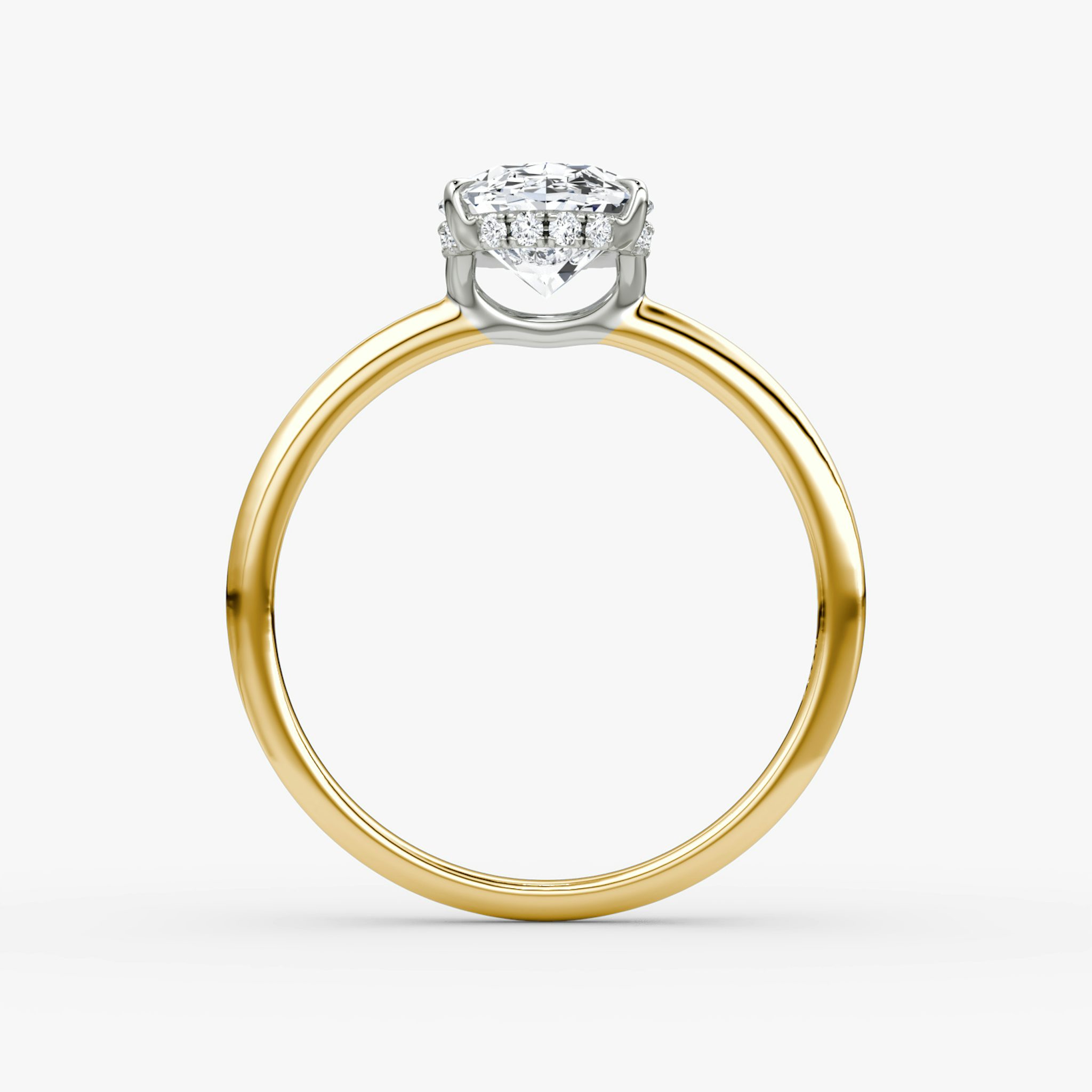The Signature | Oval | 18k | Yellow Gold and Platinum | bandAccent: Plain | bandWidth: standard | hiddenHalo: yes | diamondOrientation: vertical | caratWeight: other