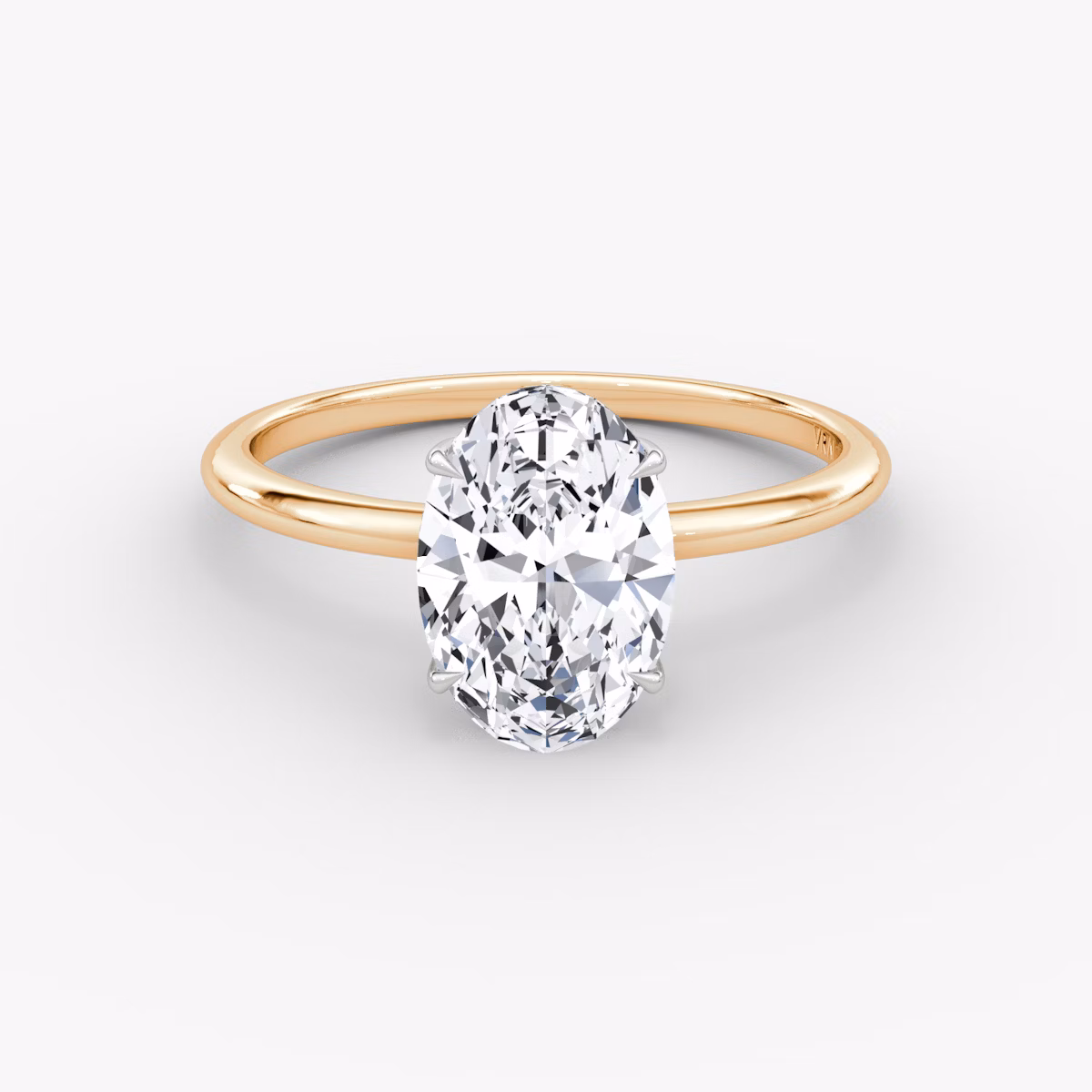 Signature | Oval | 14k | Roségold und Platin | bandAccent: Ohne Pavé-Besatz | bandWidth: standard | hiddenHalo: yes | diamondOrientation: vertical | caratWeight: other