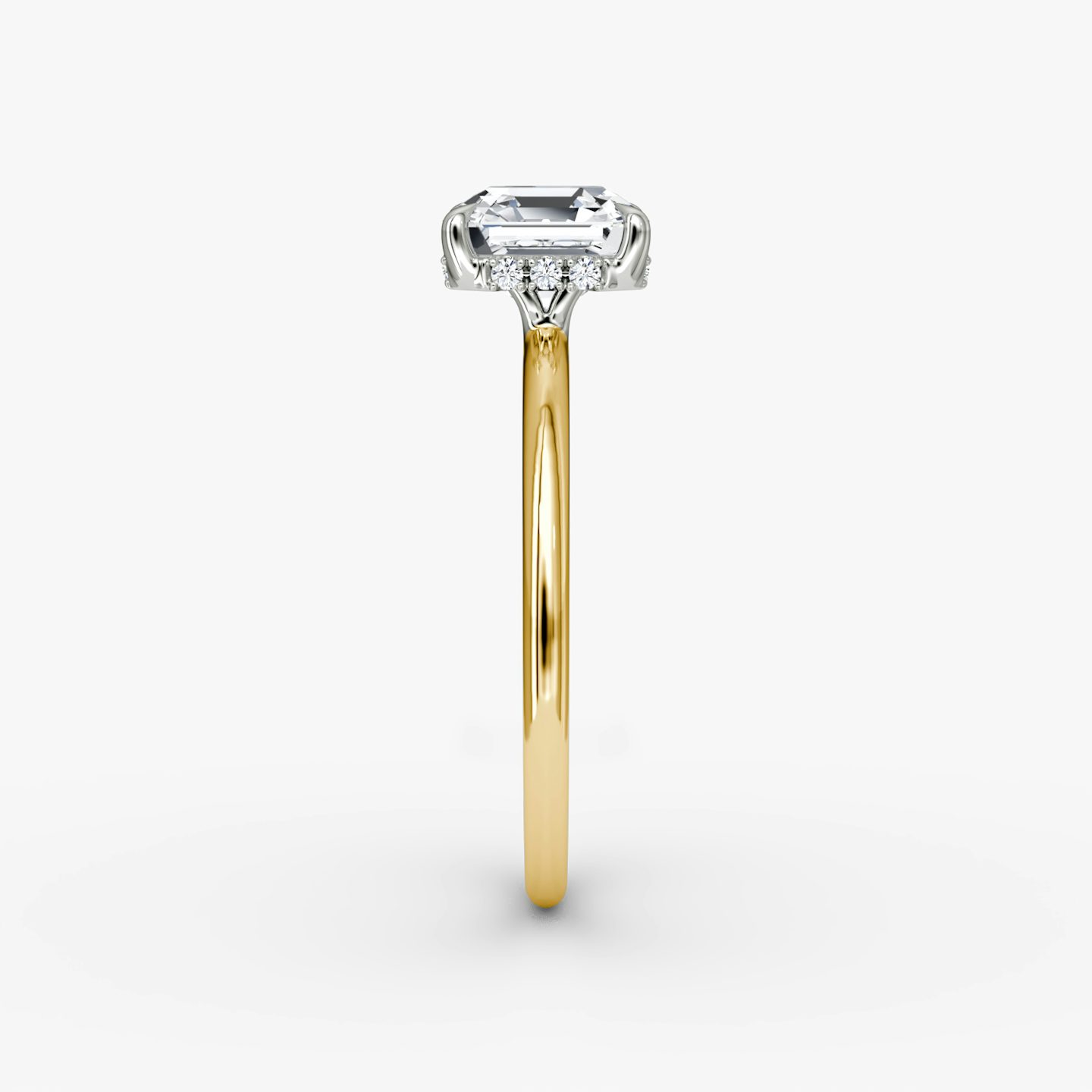 The Signature | Asscher | 18k | Yellow Gold and Platinum | bandAccent: Plain | bandWidth: standard | hiddenHalo: yes | diamondOrientation: horizontal | caratWeight: other