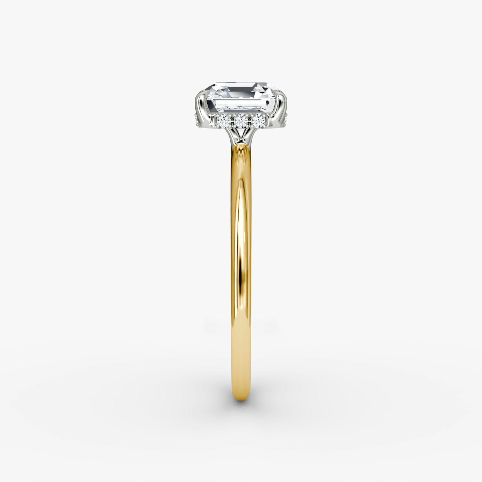 The Signature | Asscher | 18k | Yellow Gold and Platinum | bandAccent: Plain | bandWidth: standard | hiddenHalo: yes | diamondOrientation: vertical | caratWeight: other