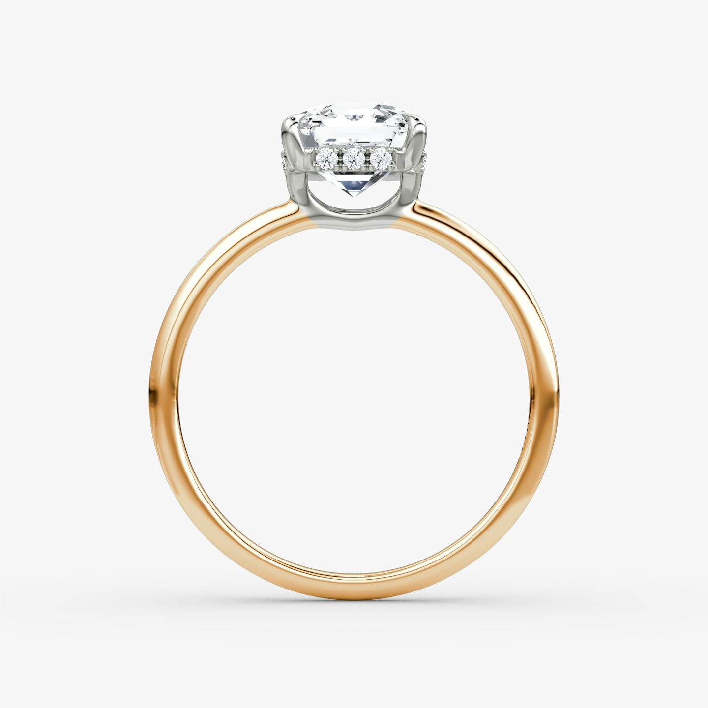 The Signature | Asscher | 14k | Rose Gold and Platinum | bandAccent: Plain | bandWidth: standard | hiddenHalo: yes | diamondOrientation: horizontal | caratWeight: other