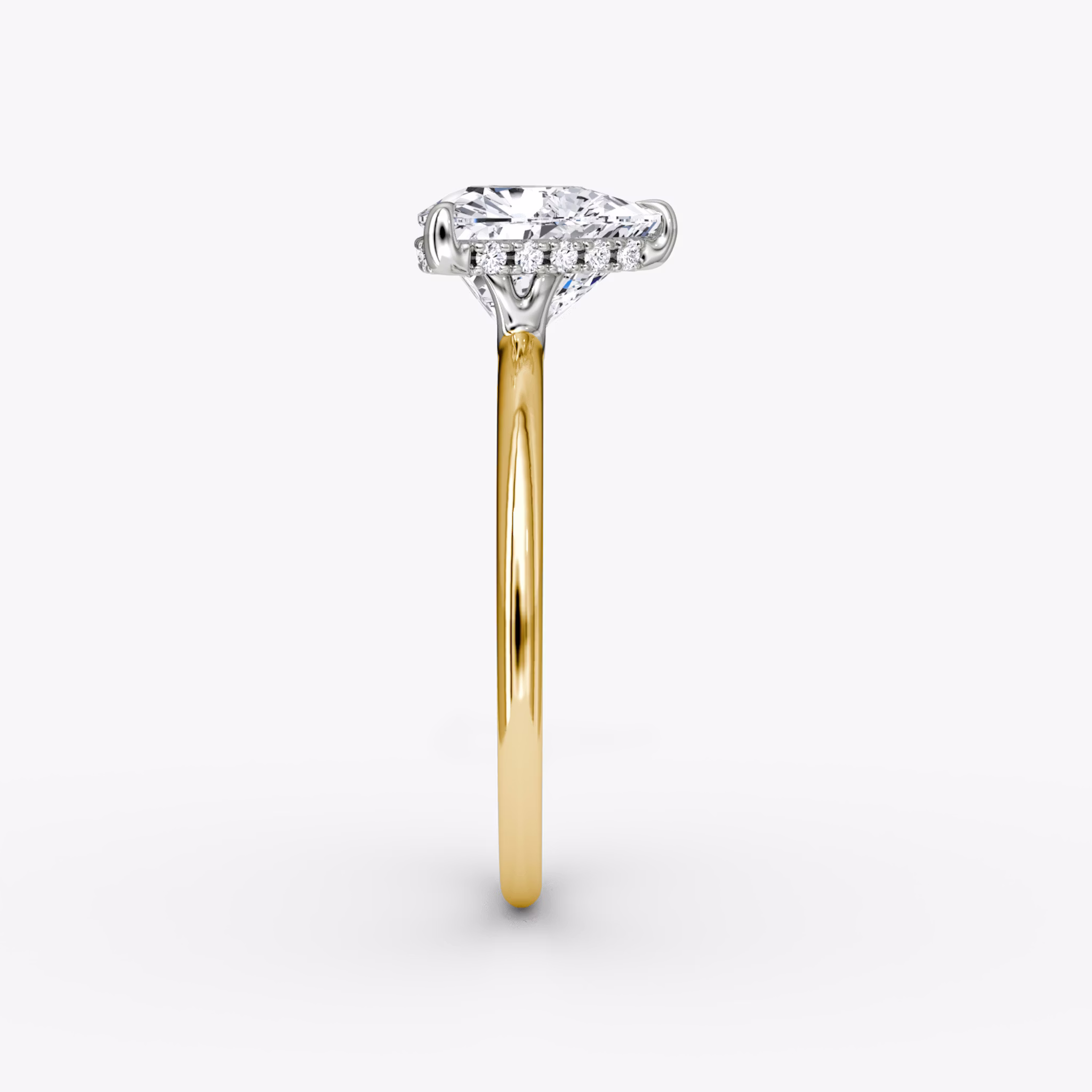 The Signature | Trillion | 18k | Yellow Gold and Platinum | bandAccent: Plain | bandWidth: standard | hiddenHalo: yes | diamondOrientation: vertical | caratWeight: other