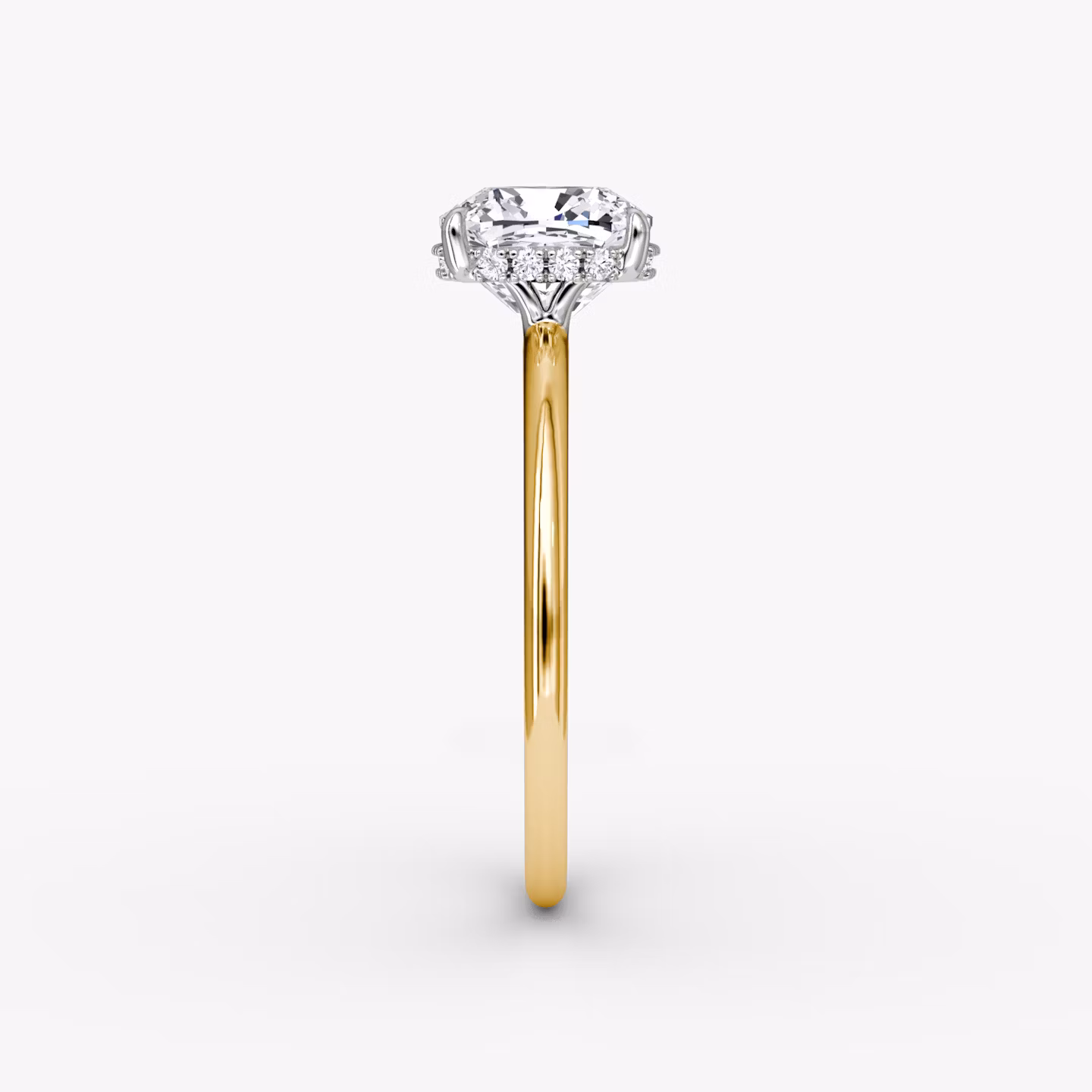 The Signature | Cushion | 18k | Yellow Gold and Platinum | bandAccent: Plain | bandWidth: standard | hiddenHalo: yes | diamondOrientation: vertical | caratWeight: other