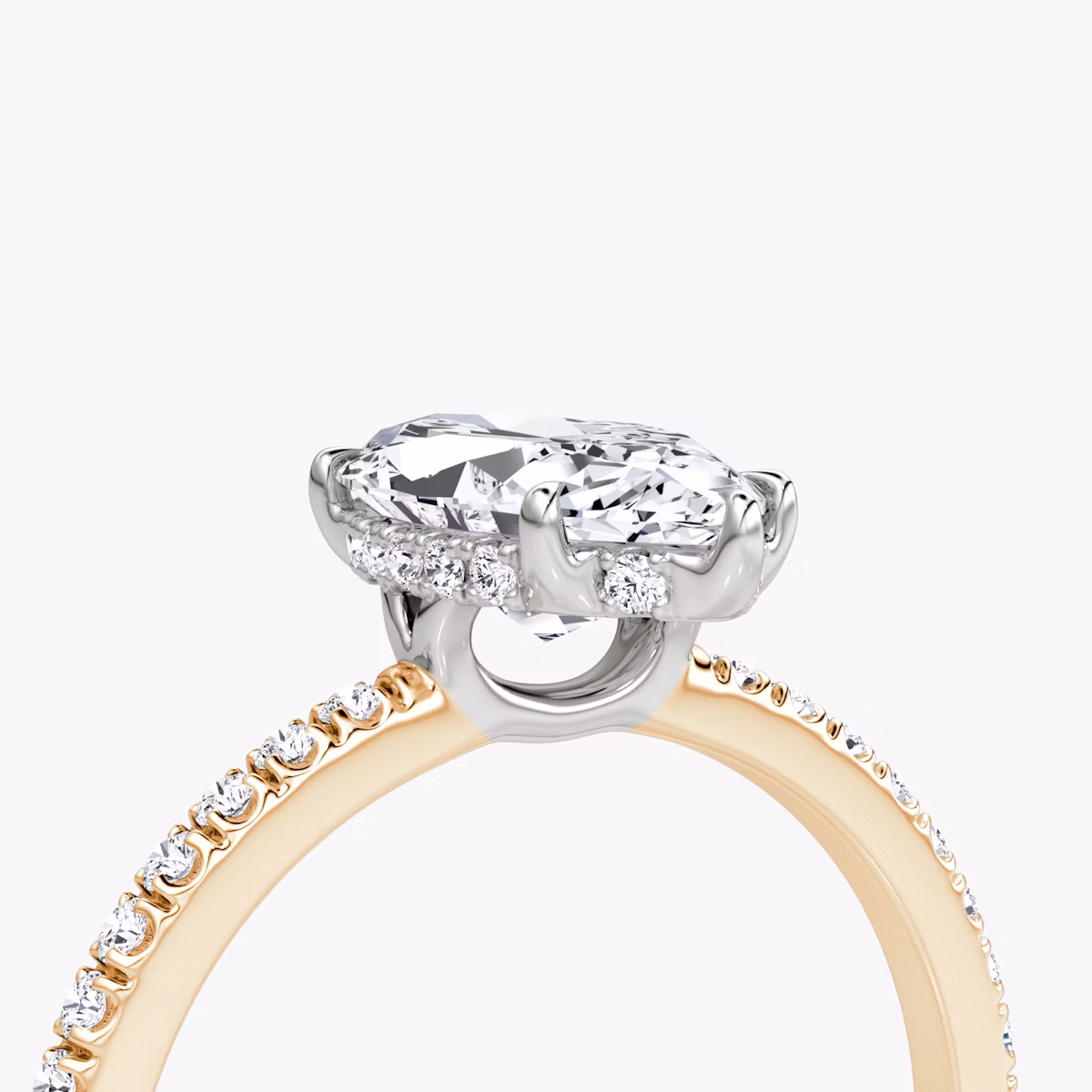 The Signature | Marquise | 14k | Rose Gold and Platinum | bandAccent: Pavé | bandWidth: standard | hiddenHalo: yes | diamondOrientation: vertical | caratWeight: other