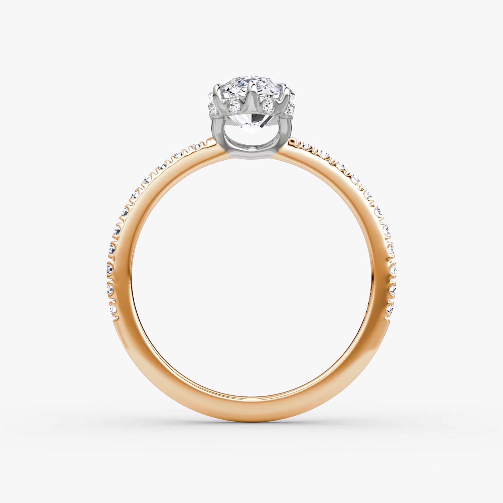 The Signature | Marquise | 14k | Rose Gold and Platinum | bandAccent: Pavé | bandWidth: standard | hiddenHalo: yes | diamondOrientation: vertical | caratWeight: other