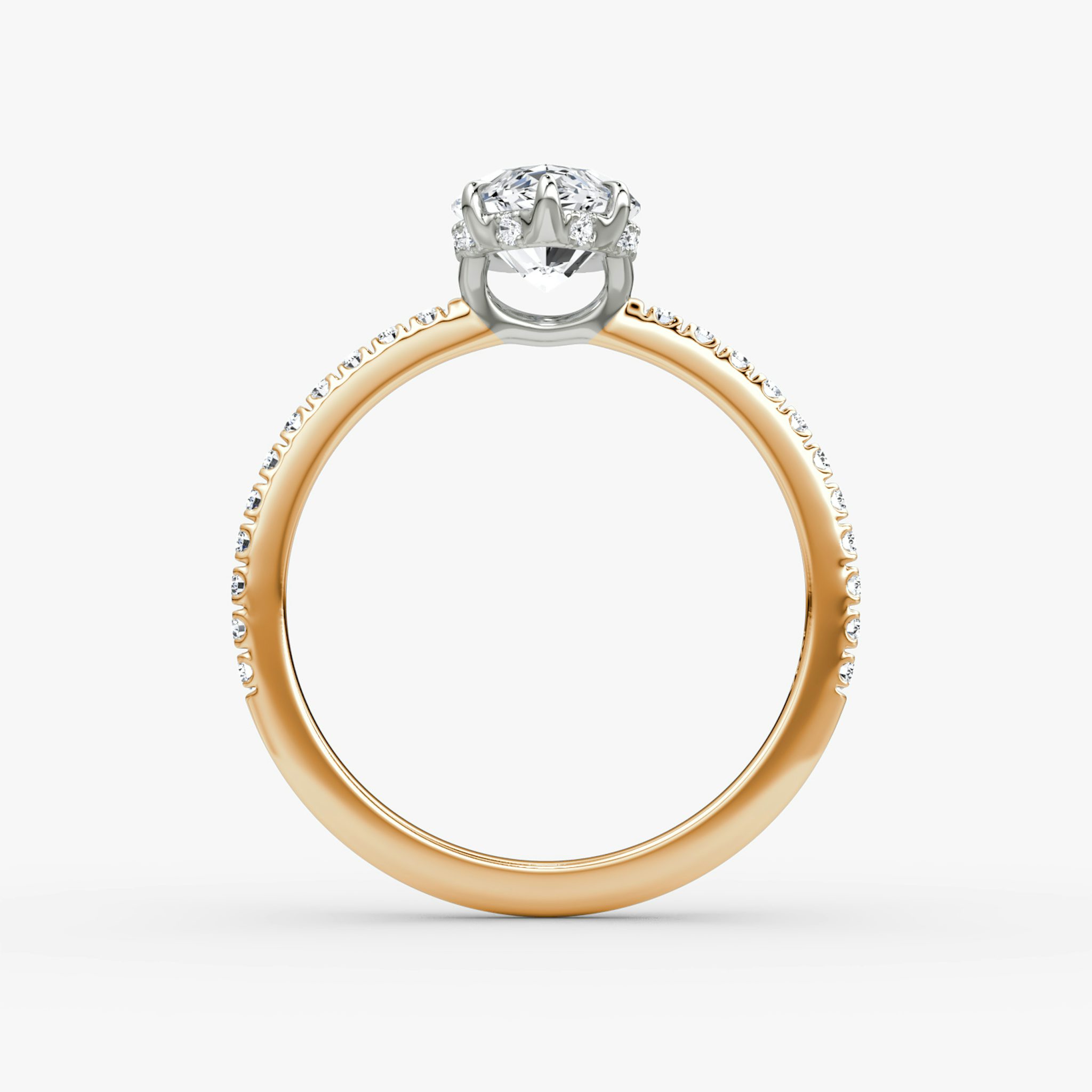 The Signature | Marquise | 14k | Rose Gold and Platinum | bandAccent: Pavé | bandWidth: standard | hiddenHalo: yes | diamondOrientation: vertical | caratWeight: other