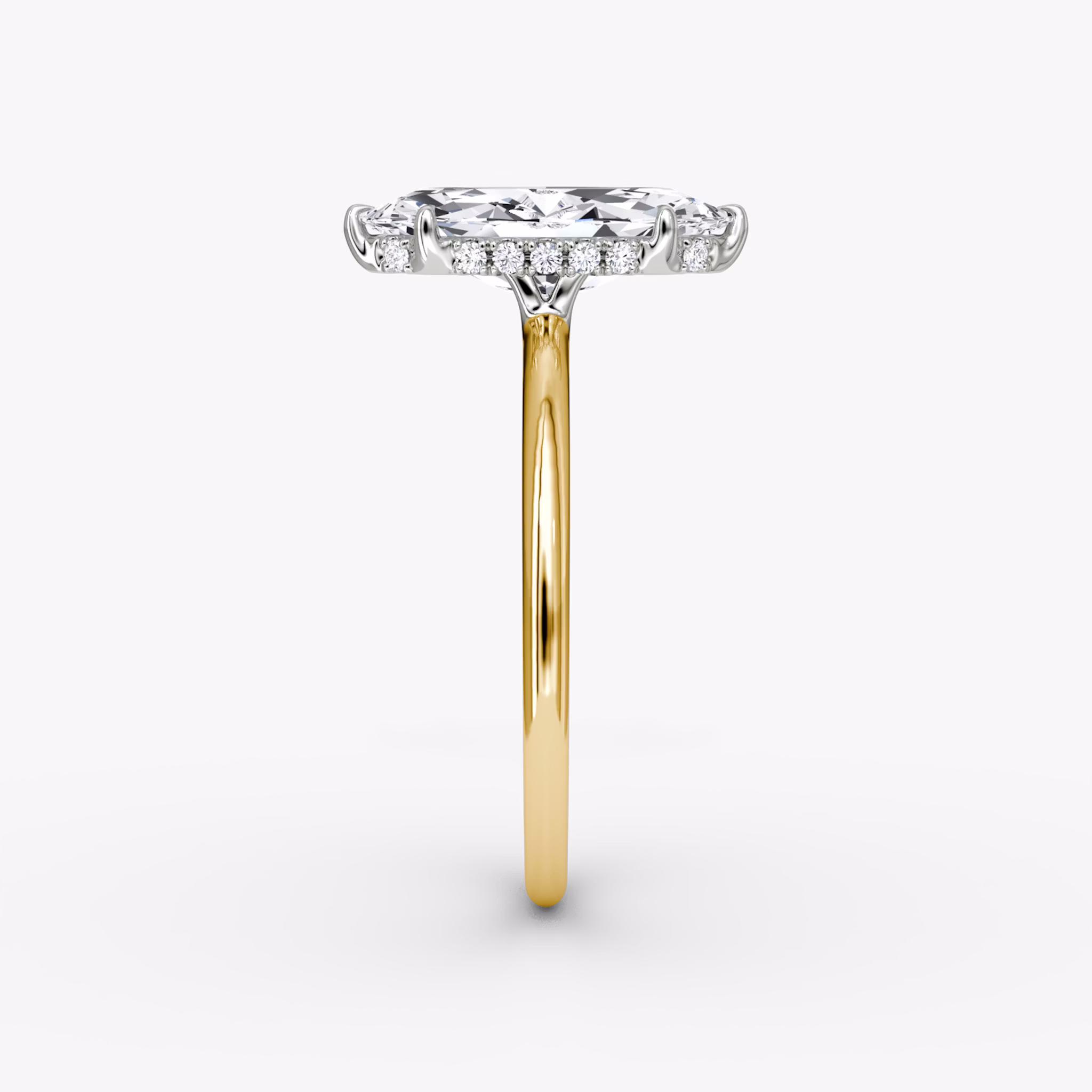 The Signature | Marquise | 18k | Yellow Gold and Platinum | bandAccent: Plain | bandWidth: standard | hiddenHalo: yes | diamondOrientation: vertical | caratWeight: other
