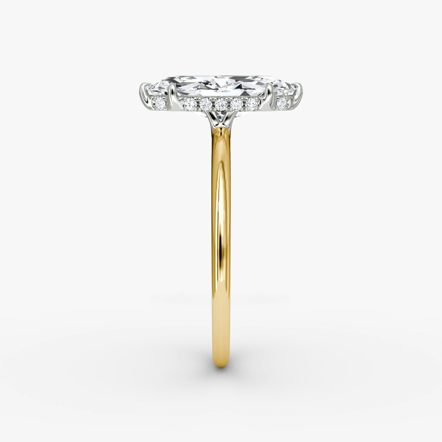 The Signature | Marquise | 18k | Yellow Gold and Platinum | bandAccent: Plain | bandWidth: standard | hiddenHalo: yes | diamondOrientation: vertical | caratWeight: other