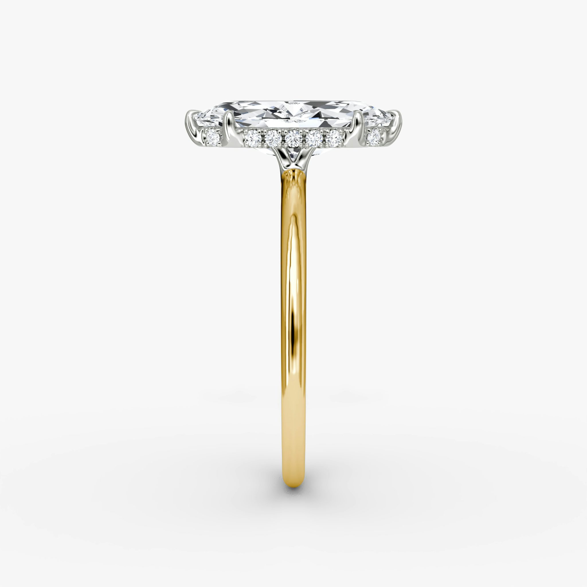 The Signature | Marquise | 18k | Yellow Gold and Platinum | bandAccent: Plain | bandWidth: standard | hiddenHalo: yes | diamondOrientation: vertical | caratWeight: other