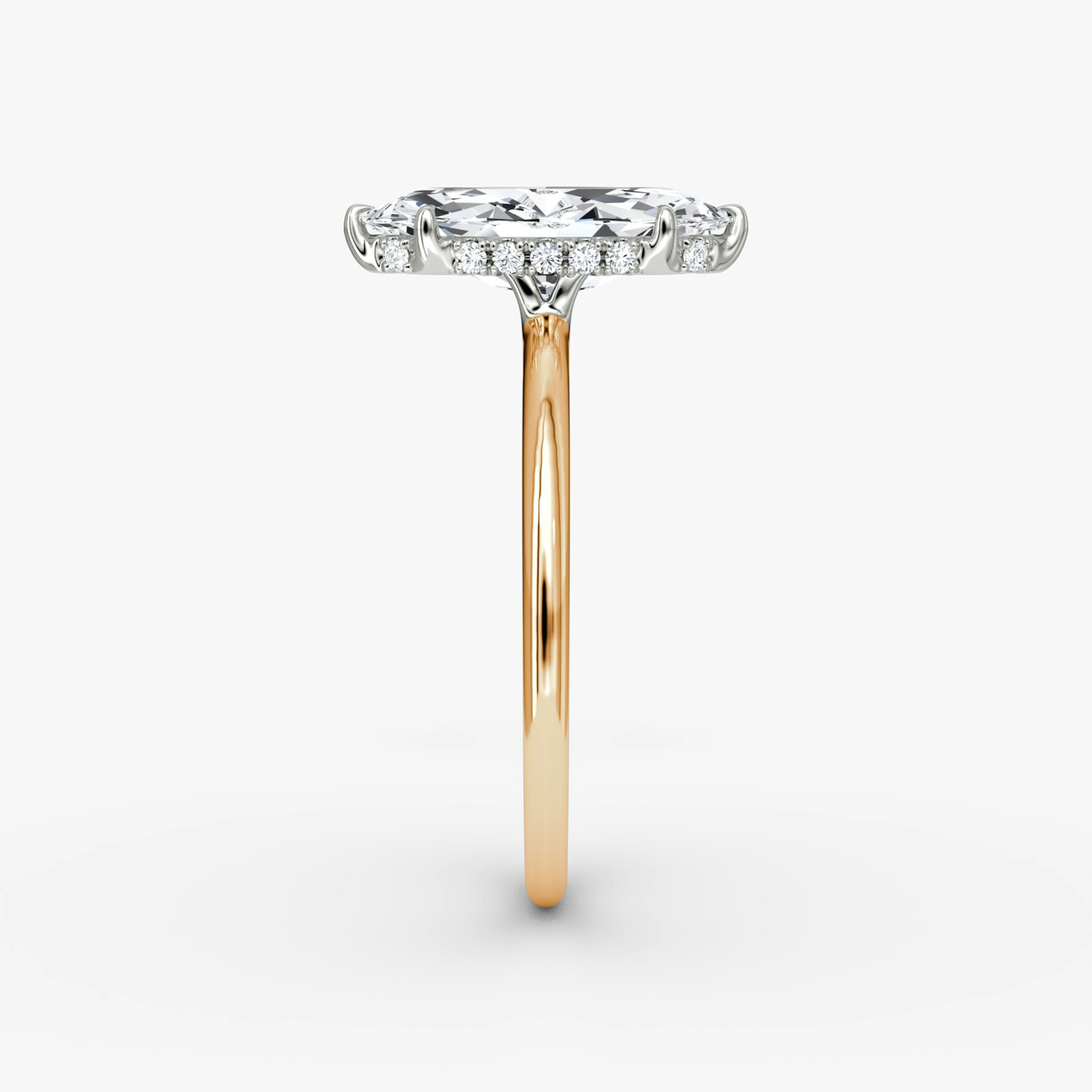 The Signature | Marquise | 14k | Rose Gold and Platinum | bandAccent: Plain | bandWidth: standard | hiddenHalo: yes | diamondOrientation: vertical | caratWeight: other