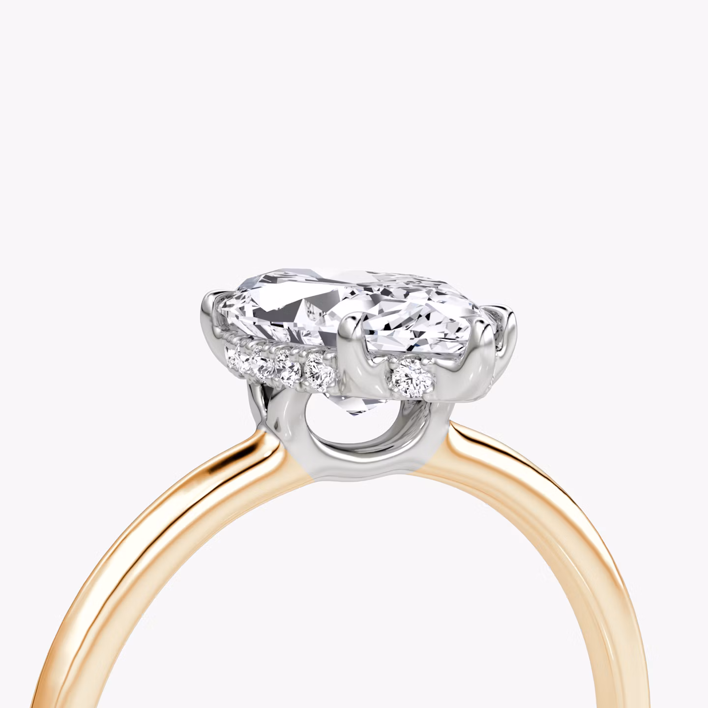 The Signature | Marquise | 14k | Rose Gold and Platinum | bandAccent: Plain | bandWidth: standard | hiddenHalo: yes | diamondOrientation: vertical | caratWeight: other