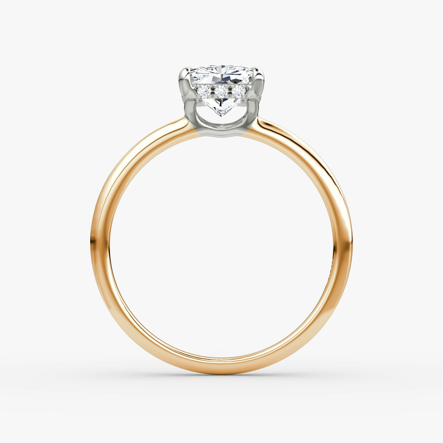 The Signature | Radiant | 14k | Rose Gold and Platinum | bandAccent: Plain | bandWidth: standard | hiddenHalo: yes | diamondOrientation: vertical | caratWeight: other