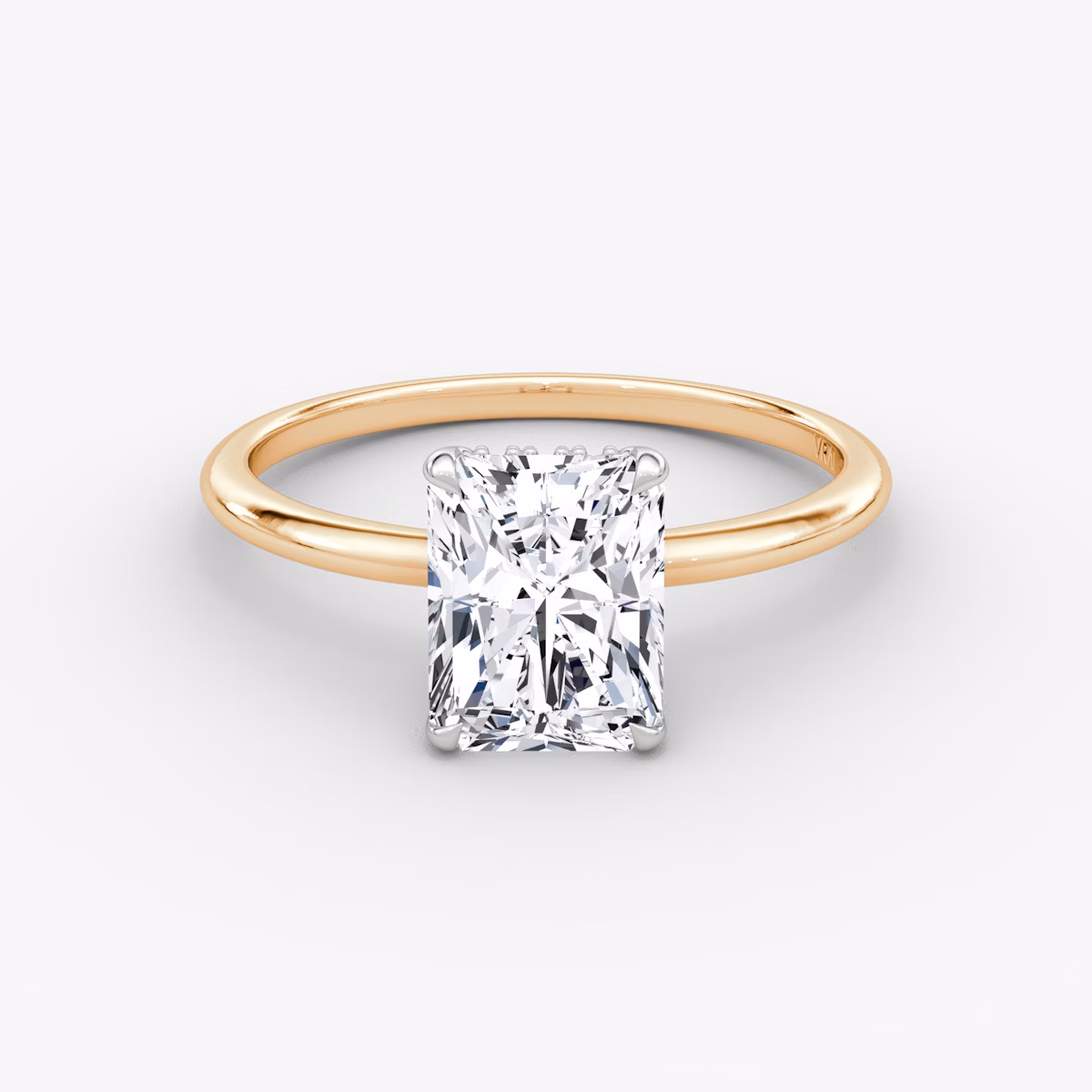 The Signature | Radiant | 14k | Rose Gold and Platinum | bandAccent: Plain | bandWidth: standard | hiddenHalo: yes | diamondOrientation: vertical | caratWeight: other