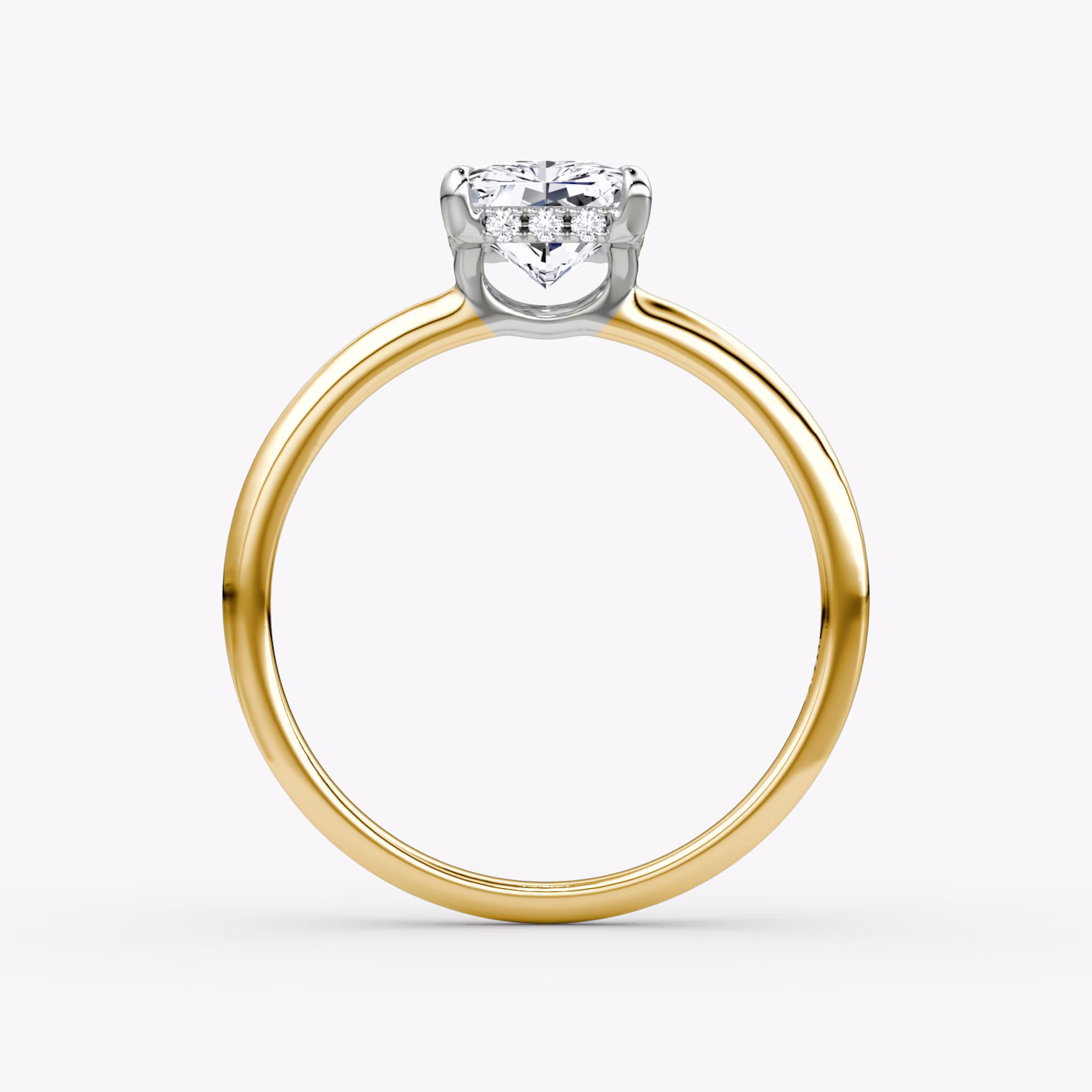 The Signature | Radiant | 18k | Yellow Gold and Platinum | bandAccent: Plain | bandWidth: standard | hiddenHalo: yes | diamondOrientation: vertical | caratWeight: other