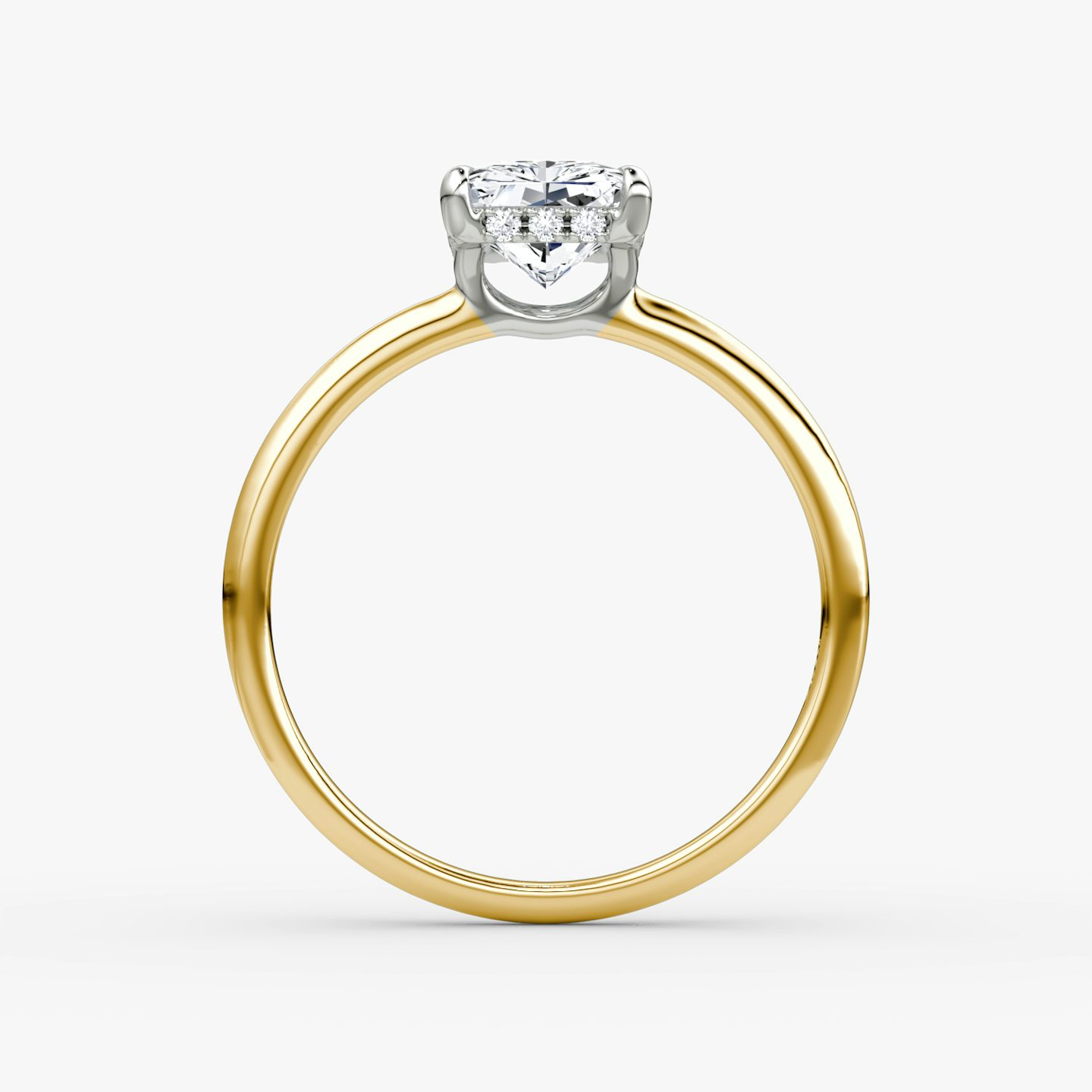 The Signature | Radiant | 18k | Yellow Gold and Platinum | bandAccent: Plain | bandWidth: standard | hiddenHalo: yes | diamondOrientation: vertical | caratWeight: other