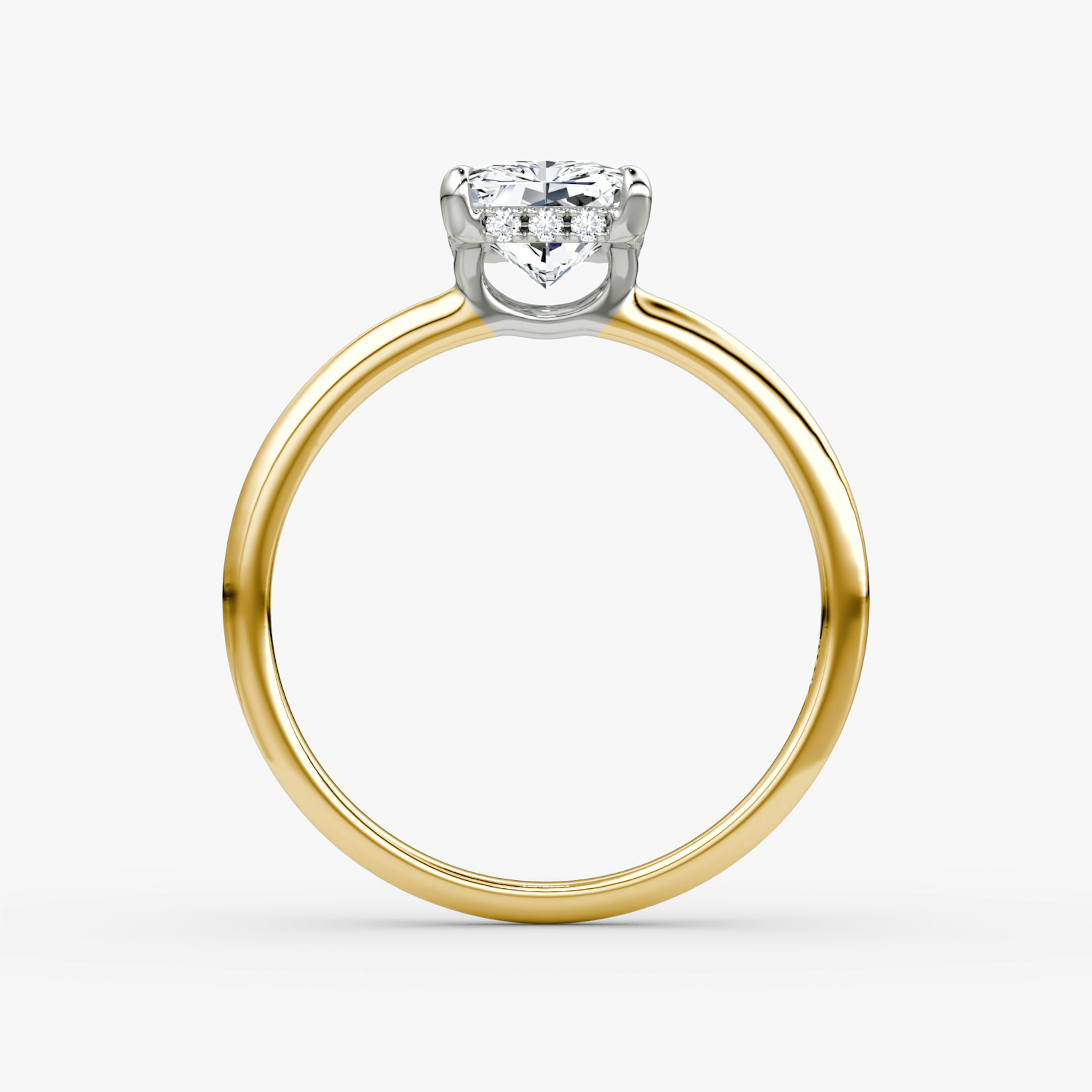 The Signature | Radiant | 18k | Yellow Gold and Platinum | bandAccent: Plain | bandWidth: standard | hiddenHalo: yes | diamondOrientation: vertical | caratWeight: other