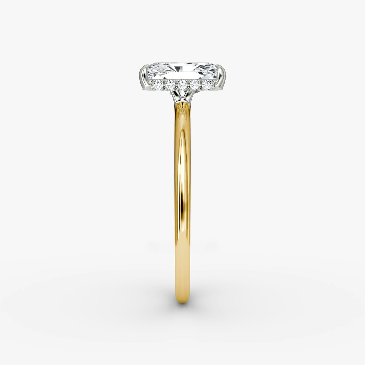 The Signature | Radiant | 18k | Yellow Gold and Platinum | bandAccent: Plain | bandWidth: standard | hiddenHalo: yes | diamondOrientation: vertical | caratWeight: other