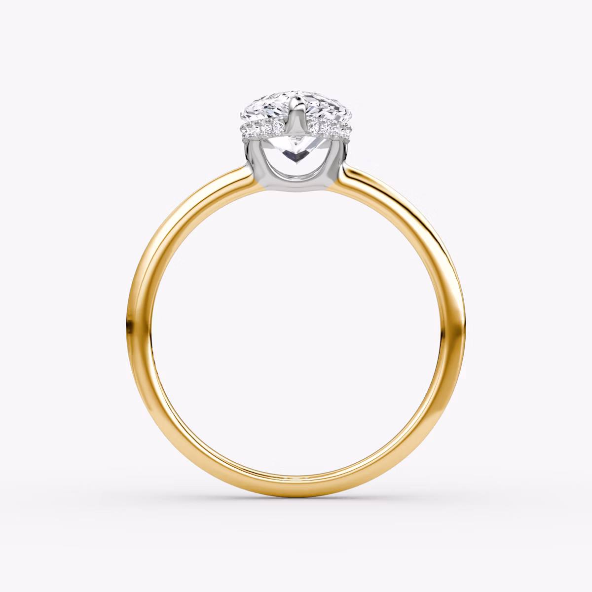 The Signature | Pear | 18k | Yellow Gold and Platinum | bandAccent: Plain | bandWidth: standard | hiddenHalo: yes | diamondOrientation: vertical | caratWeight: other