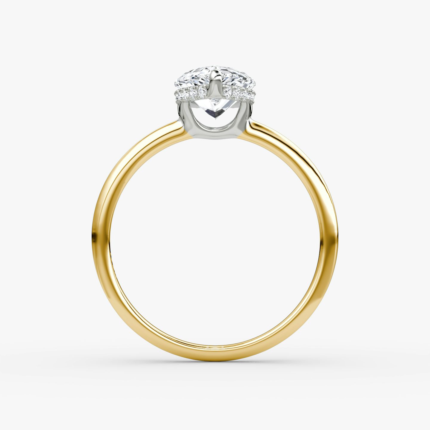 The Signature | Pear | 18k | Yellow Gold and Platinum | bandAccent: Plain | bandWidth: standard | hiddenHalo: yes | diamondOrientation: vertical | caratWeight: other