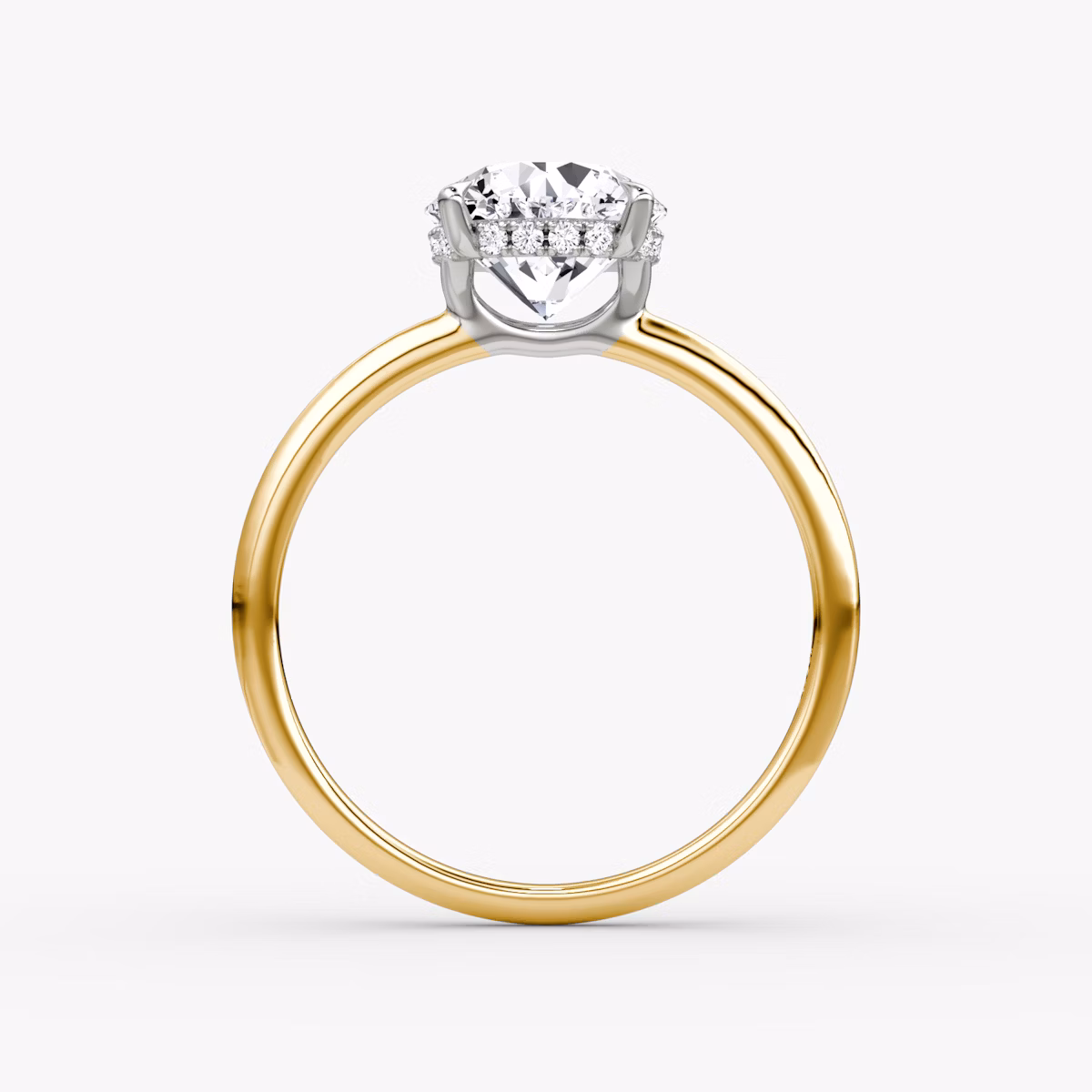 Anillo de compromiso Signature | Brillante | 18k | Oro amarillo y platino | bandAccent: Simple | bandWidth: standard | caratWeight: 1.5ct | hiddenHalo: yes | diamondOrientation: horizontal