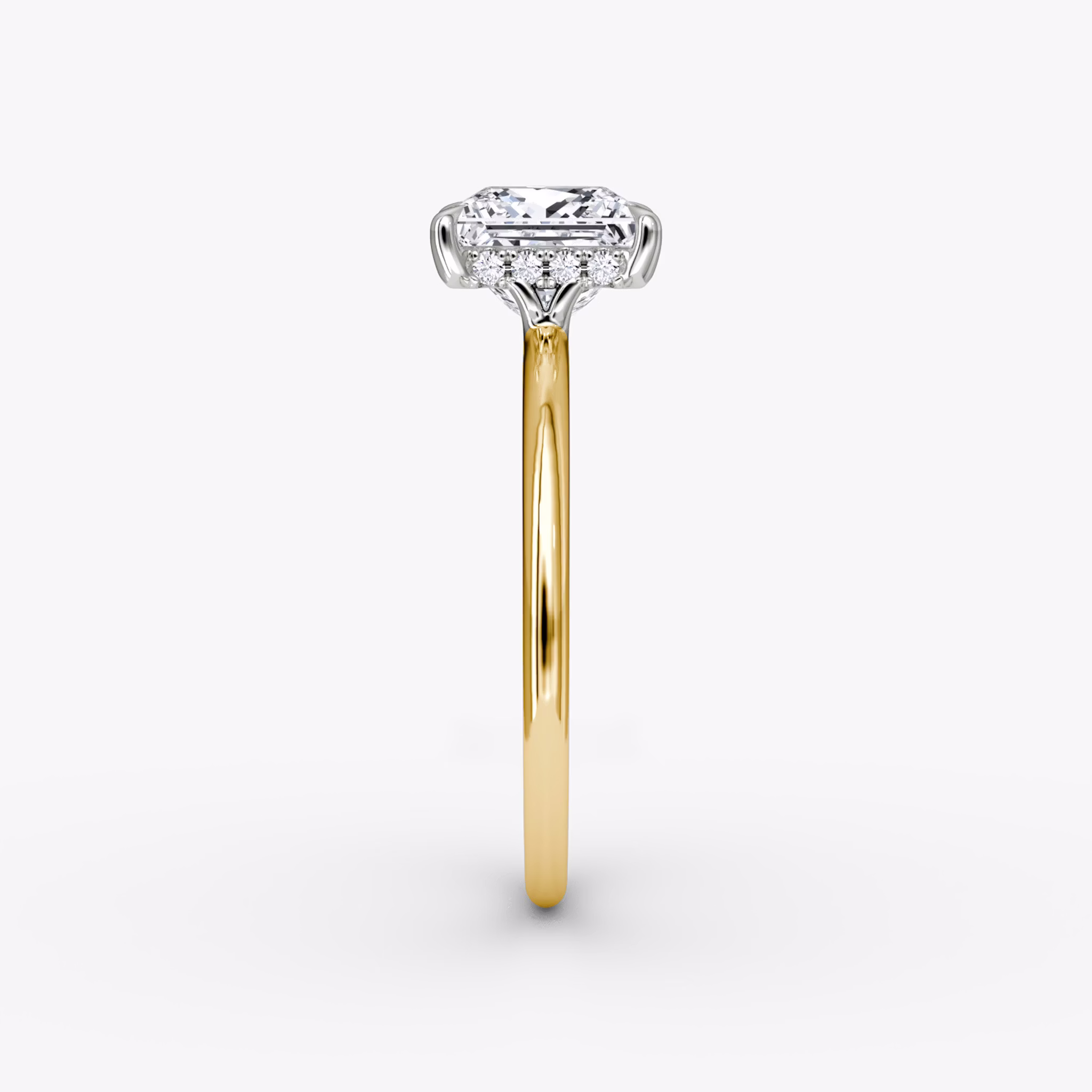 The Signature | Princess | 18k | Yellow Gold and Platinum | bandAccent: Plain | bandWidth: standard | hiddenHalo: yes | diamondOrientation: vertical | caratWeight: other