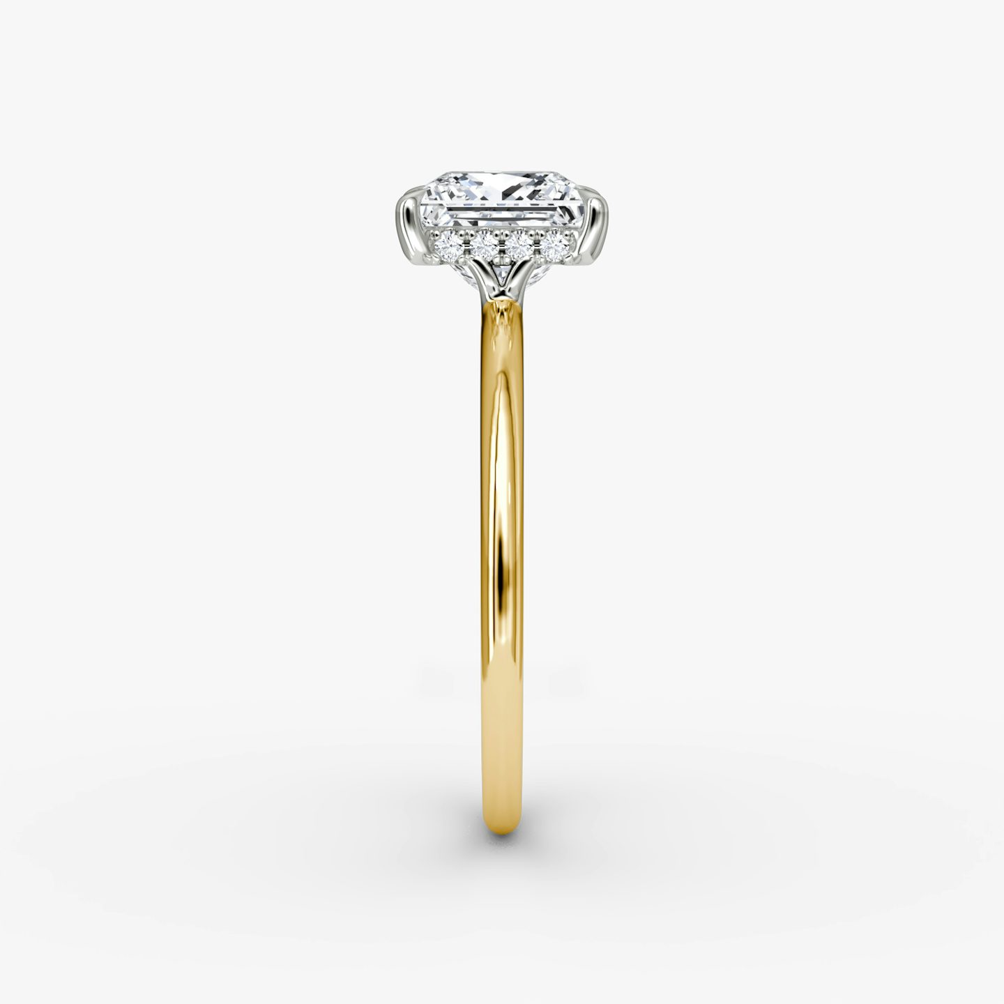 The Signature | Princess | 18k | Yellow Gold and Platinum | bandAccent: Plain | bandWidth: standard | hiddenHalo: yes | diamondOrientation: vertical | caratWeight: other