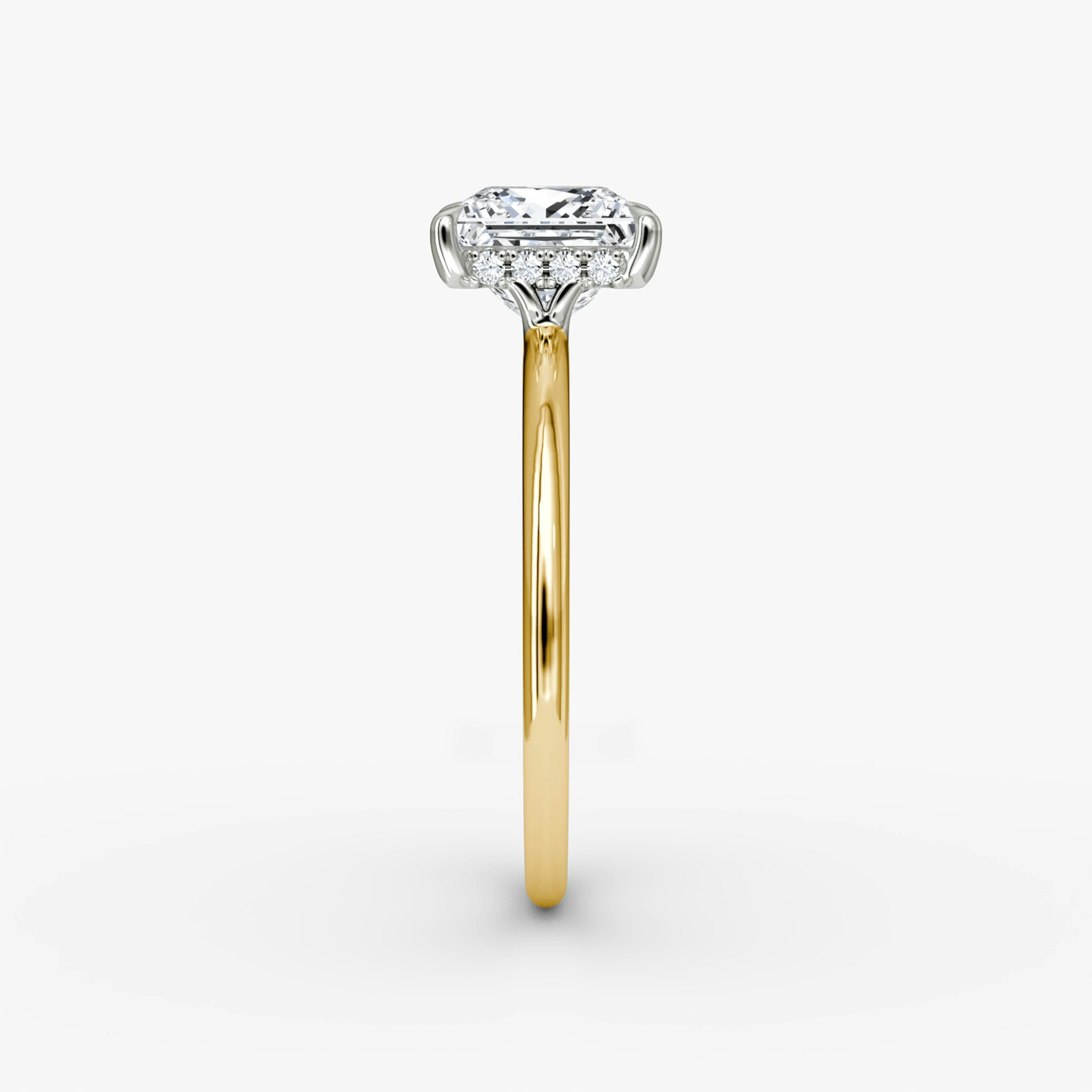 The Signature | Princess | 18k | Yellow Gold and Platinum | bandAccent: Plain | bandWidth: standard | hiddenHalo: yes | diamondOrientation: vertical | caratWeight: other
