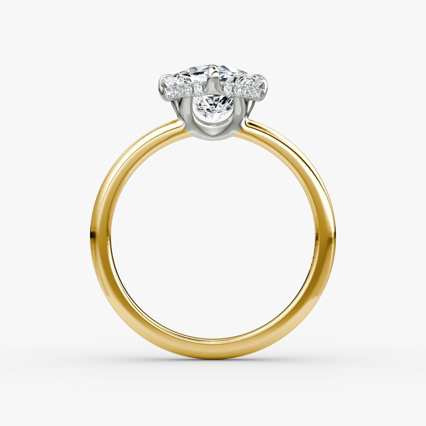 The Signature | Trillion | 18k | Yellow Gold and Platinum | bandAccent: Plain | bandWidth: large | hiddenHalo: yes | diamondOrientation: vertical | caratWeight: other