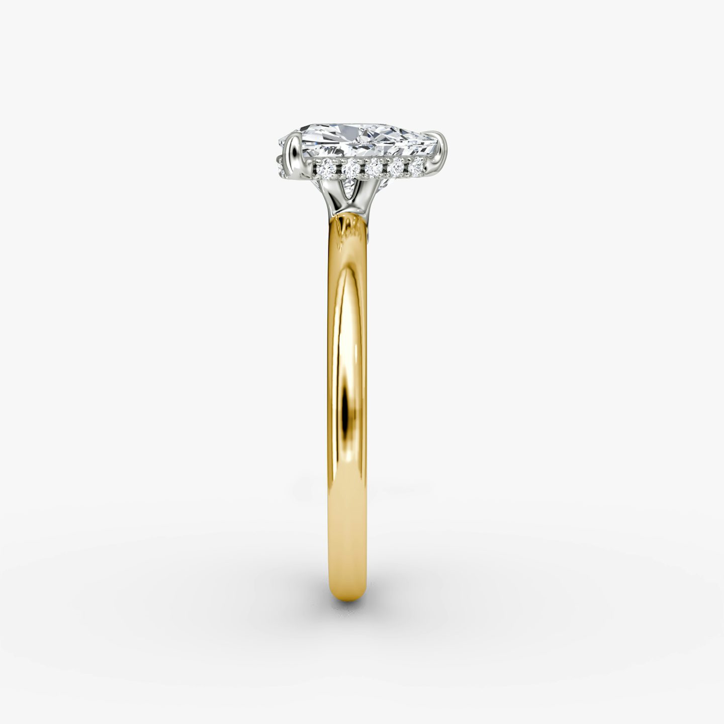 The Signature | Trillion | 18k | Yellow Gold and Platinum | bandAccent: Plain | bandWidth: large | hiddenHalo: yes | diamondOrientation: vertical | caratWeight: other