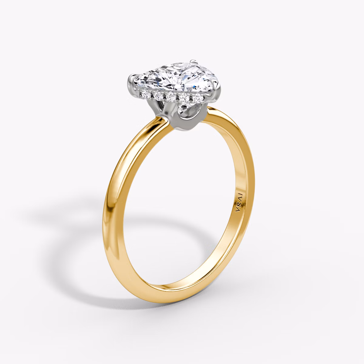 The Signature | Trillion | 18k | Yellow Gold and Platinum | bandAccent: Plain | bandWidth: large | hiddenHalo: yes | diamondOrientation: vertical | caratWeight: other