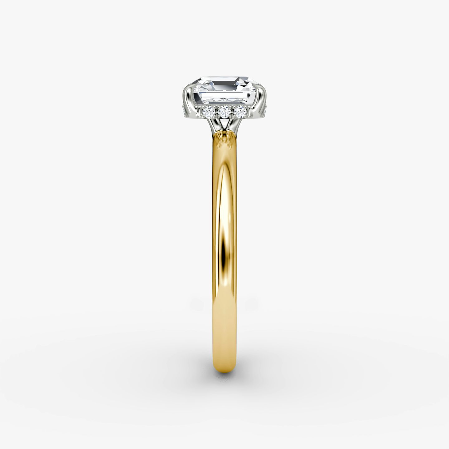 The Signature | Asscher | 18k | Yellow Gold and Platinum | bandAccent: Plain | bandWidth: large | hiddenHalo: yes | diamondOrientation: vertical | caratWeight: other
