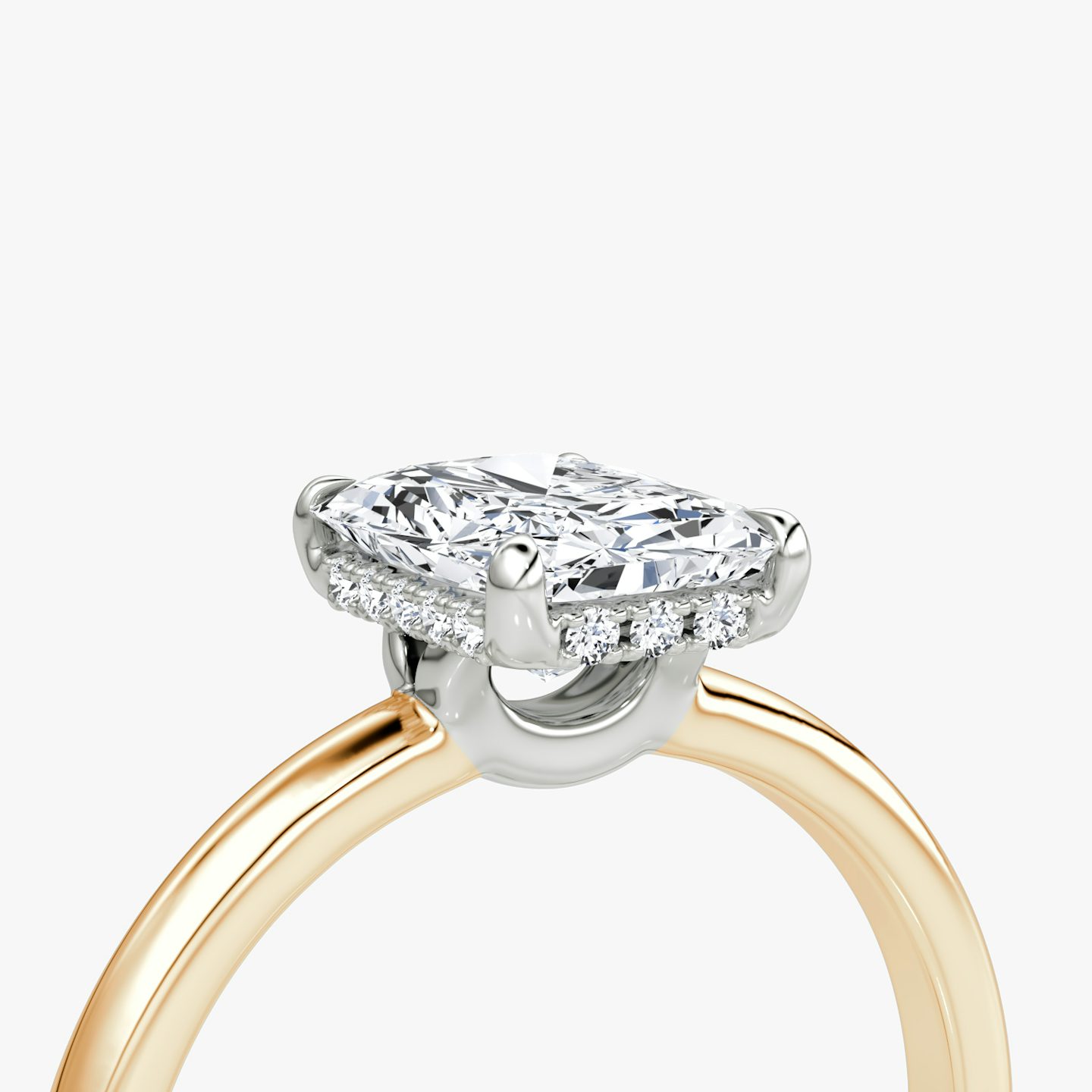 The Signature | Radiant | 14k | Rose Gold and Platinum | bandAccent: Plain | bandWidth: large | hiddenHalo: yes | diamondOrientation: vertical | caratWeight: other