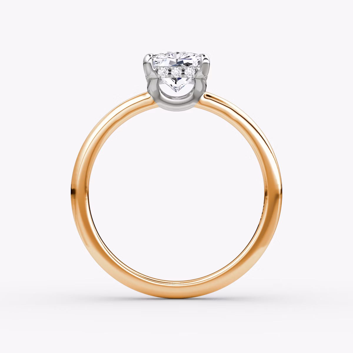The Signature | Radiant | 14k | Rose Gold and Platinum | bandAccent: Plain | bandWidth: large | hiddenHalo: yes | diamondOrientation: vertical | caratWeight: other