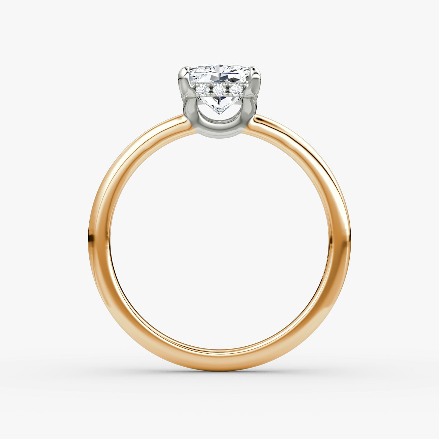 The Signature | Radiant | 14k | Rose Gold and Platinum | bandAccent: Plain | bandWidth: large | hiddenHalo: yes | diamondOrientation: vertical | caratWeight: other