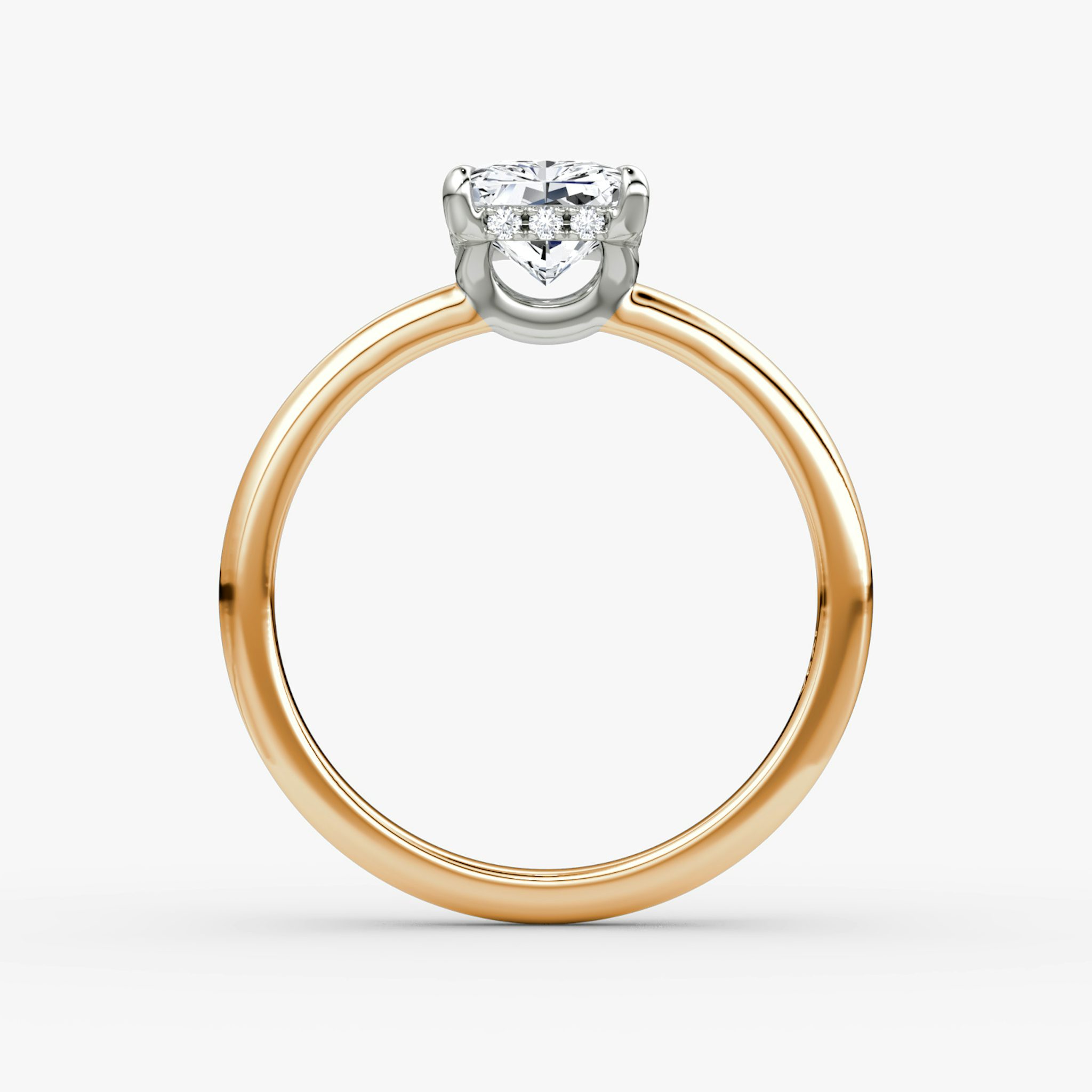 The Signature | Radiant | 14k | Rose Gold and Platinum | bandAccent: Plain | bandWidth: large | hiddenHalo: yes | diamondOrientation: vertical | caratWeight: other