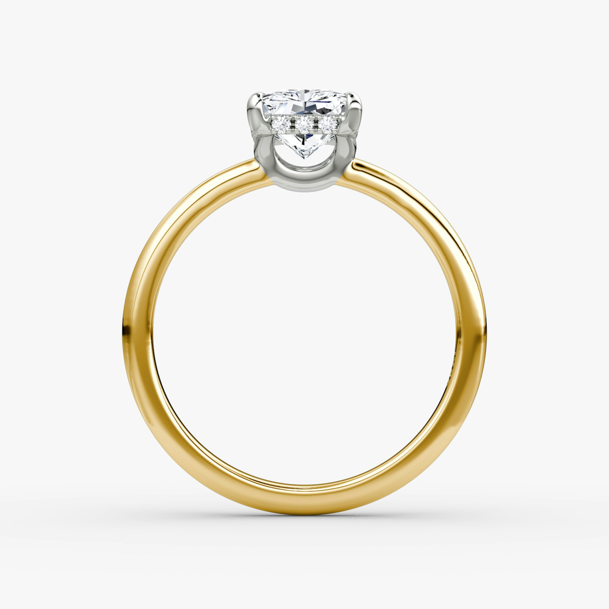 The Signature | Radiant | 18k | Yellow Gold and Platinum | bandAccent: Plain | bandWidth: large | hiddenHalo: yes | diamondOrientation: vertical | caratWeight: other