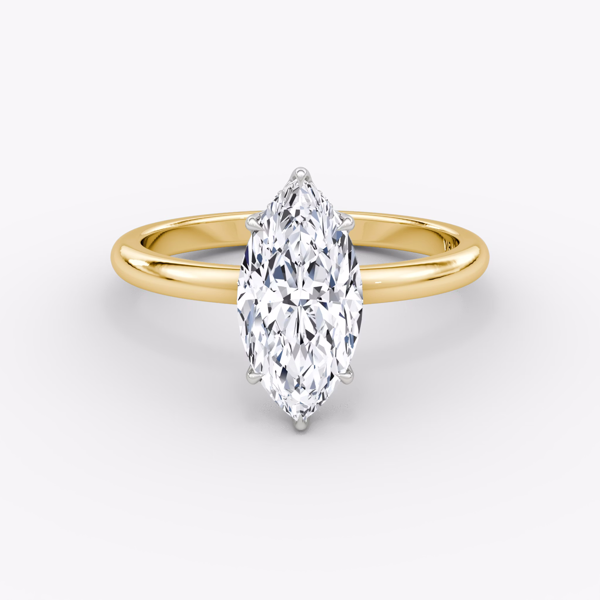 The Signature | Marquise | 18k | Yellow Gold and Platinum | bandAccent: Plain | bandWidth: large | hiddenHalo: yes | diamondOrientation: vertical | caratWeight: other
