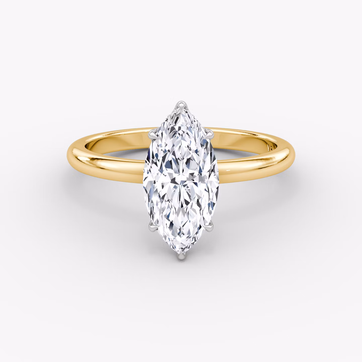 The Signature | Marquise | 18k | Yellow Gold and Platinum | bandAccent: Plain | bandWidth: large | hiddenHalo: yes | diamondOrientation: vertical | caratWeight: other