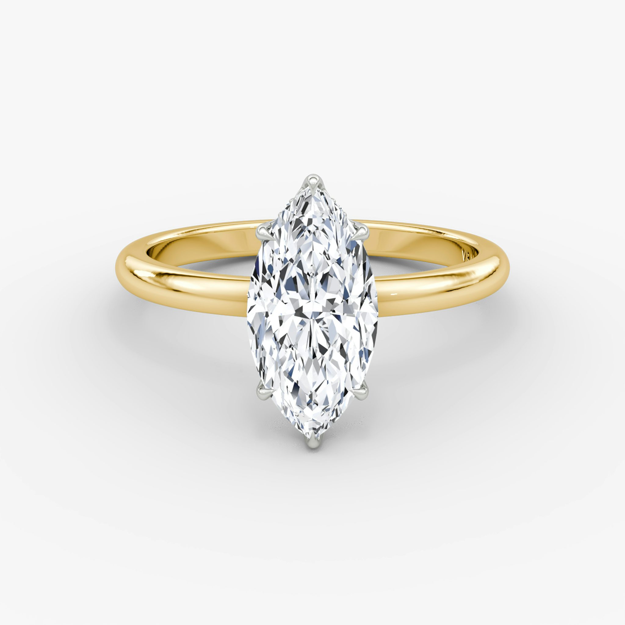 The Signature | Marquise | 18k | Yellow Gold and Platinum | bandAccent: Plain | bandWidth: large | hiddenHalo: yes | diamondOrientation: vertical | caratWeight: other