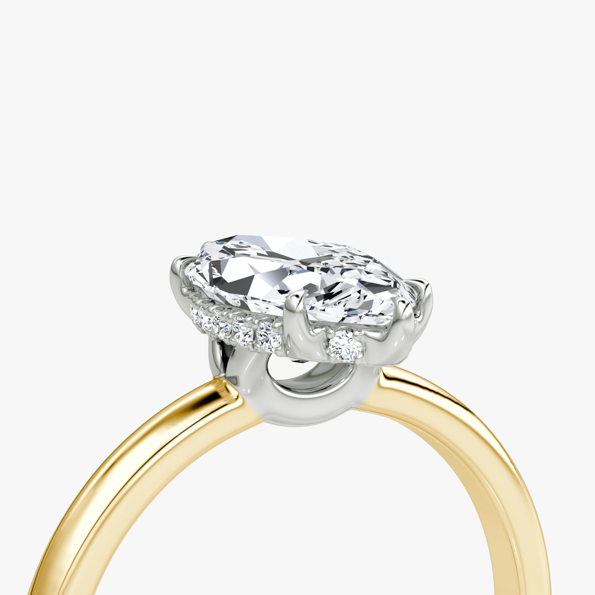 The Signature | Marquise | 18k | Yellow Gold and Platinum | bandAccent: Plain | bandWidth: large | hiddenHalo: yes | diamondOrientation: vertical | caratWeight: other