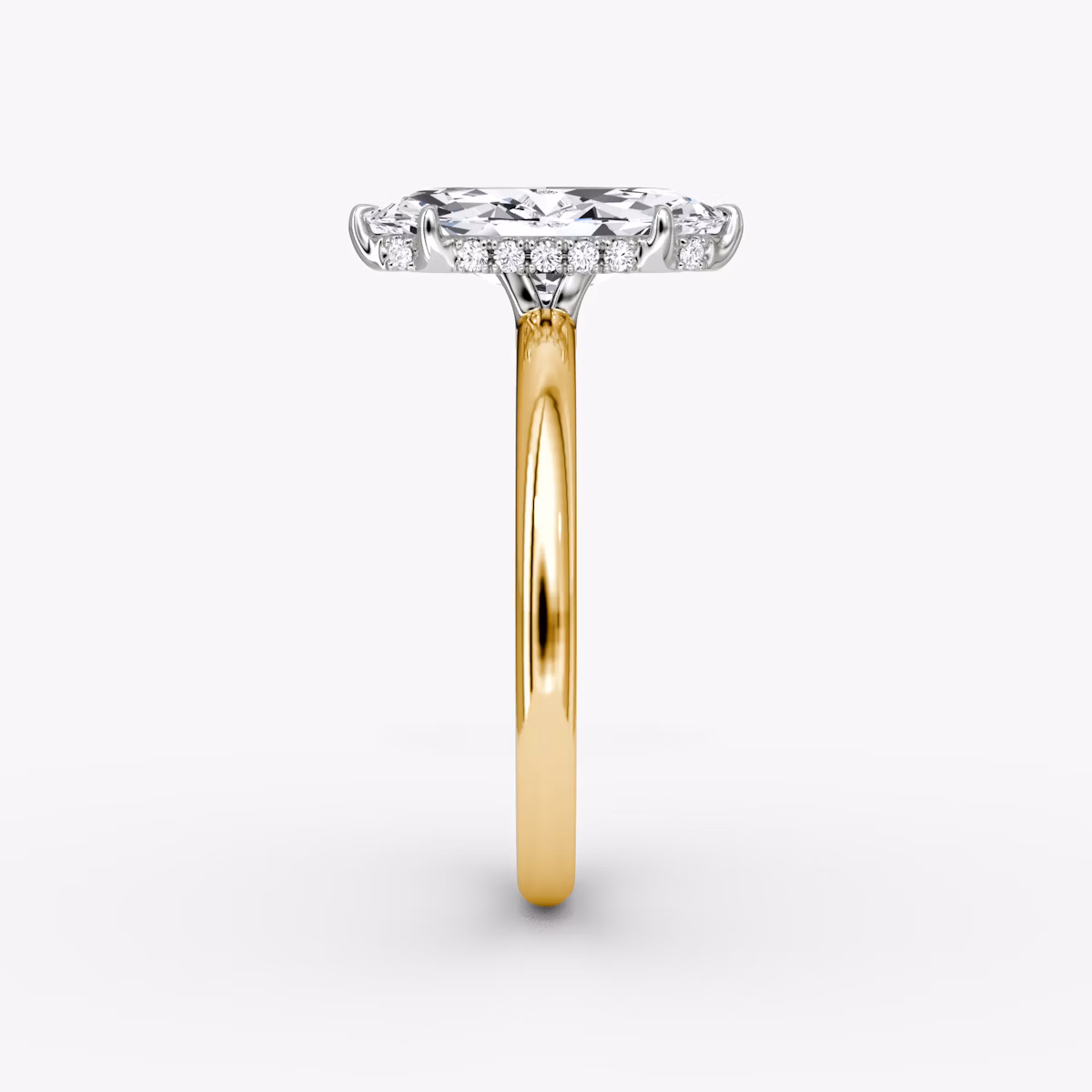 The Signature | Marquise | 18k | Yellow Gold and Platinum | bandAccent: Plain | bandWidth: large | hiddenHalo: yes | diamondOrientation: vertical | caratWeight: other