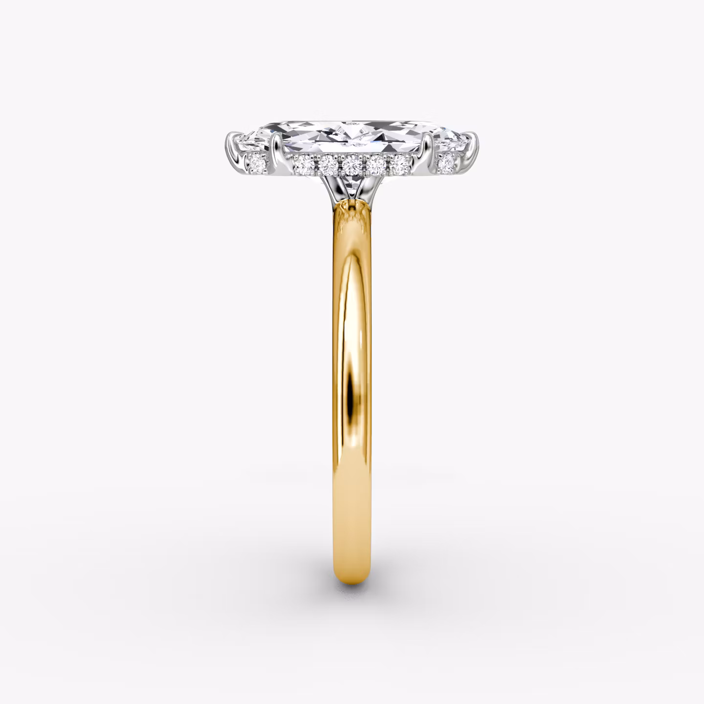 The Signature | Marquise | 18k | Yellow Gold and Platinum | bandAccent: Plain | bandWidth: large | hiddenHalo: yes | diamondOrientation: vertical | caratWeight: other