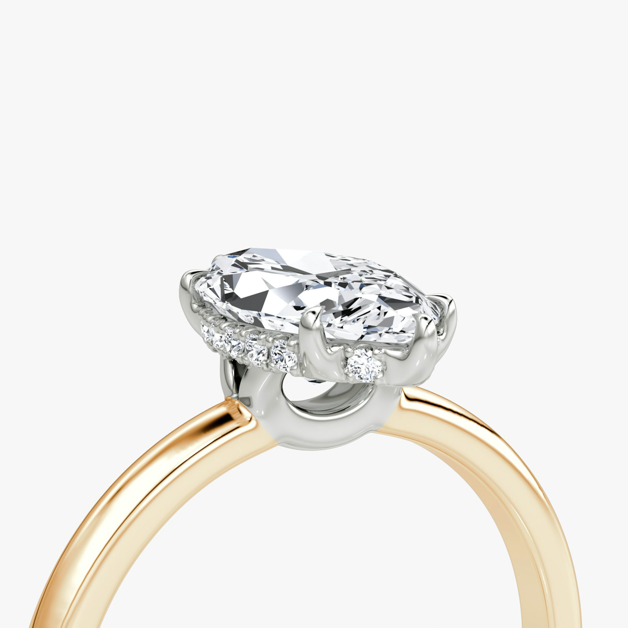 The Signature | Marquise | 14k | Rose Gold and Platinum | bandAccent: Plain | bandWidth: large | hiddenHalo: yes | diamondOrientation: vertical | caratWeight: other