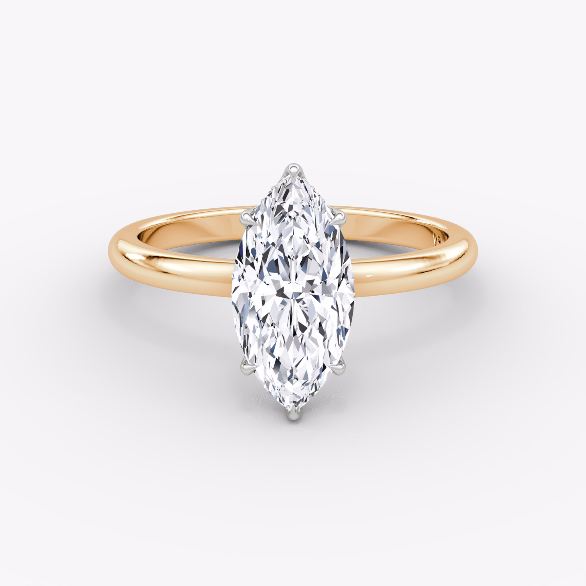 The Signature | Marquise | 14k | Rose Gold and Platinum | bandAccent: Plain | bandWidth: large | hiddenHalo: yes | diamondOrientation: vertical | caratWeight: other